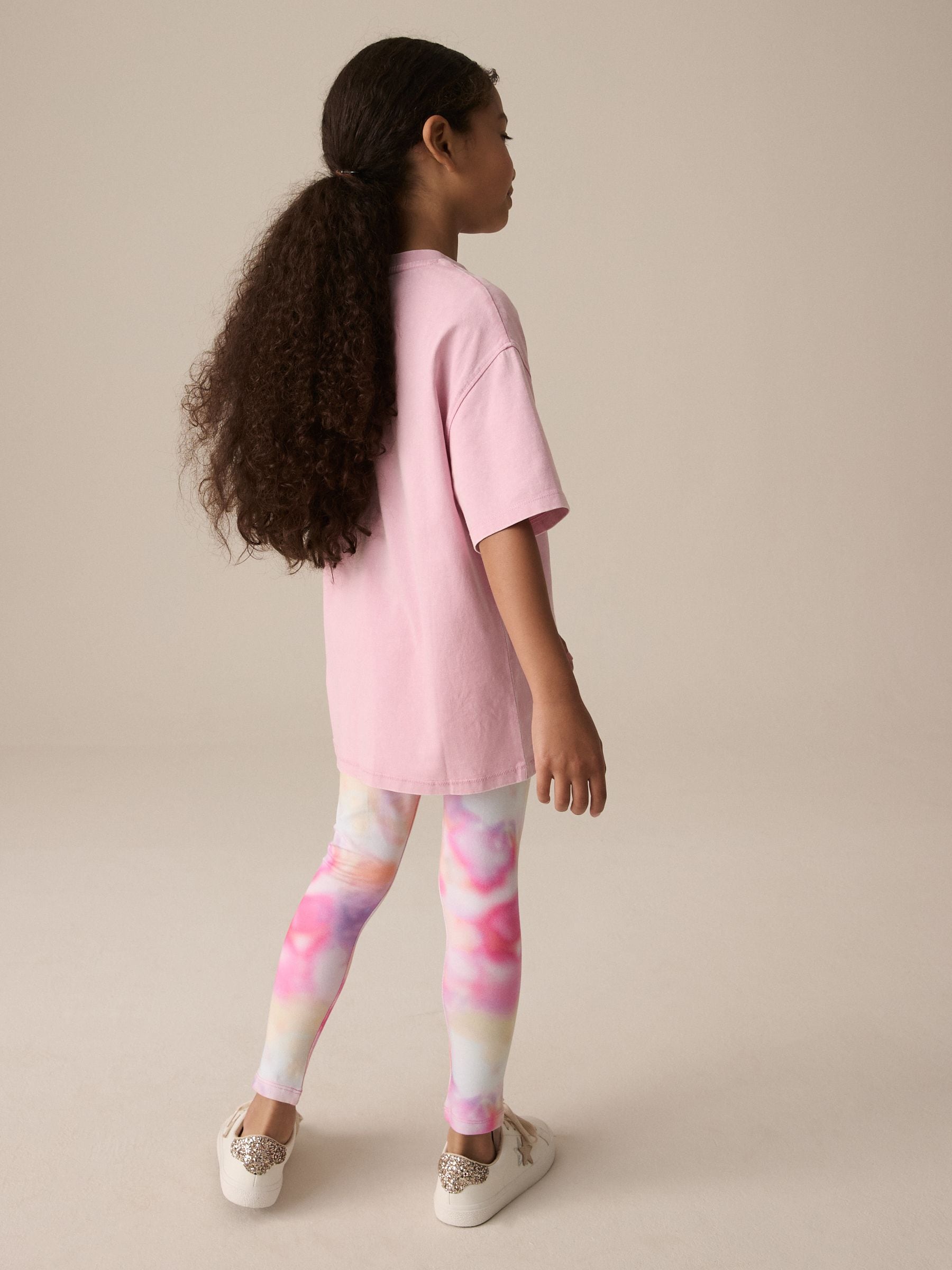 Pink Rainbow Swirl Printed Leggings (3-16yrs)