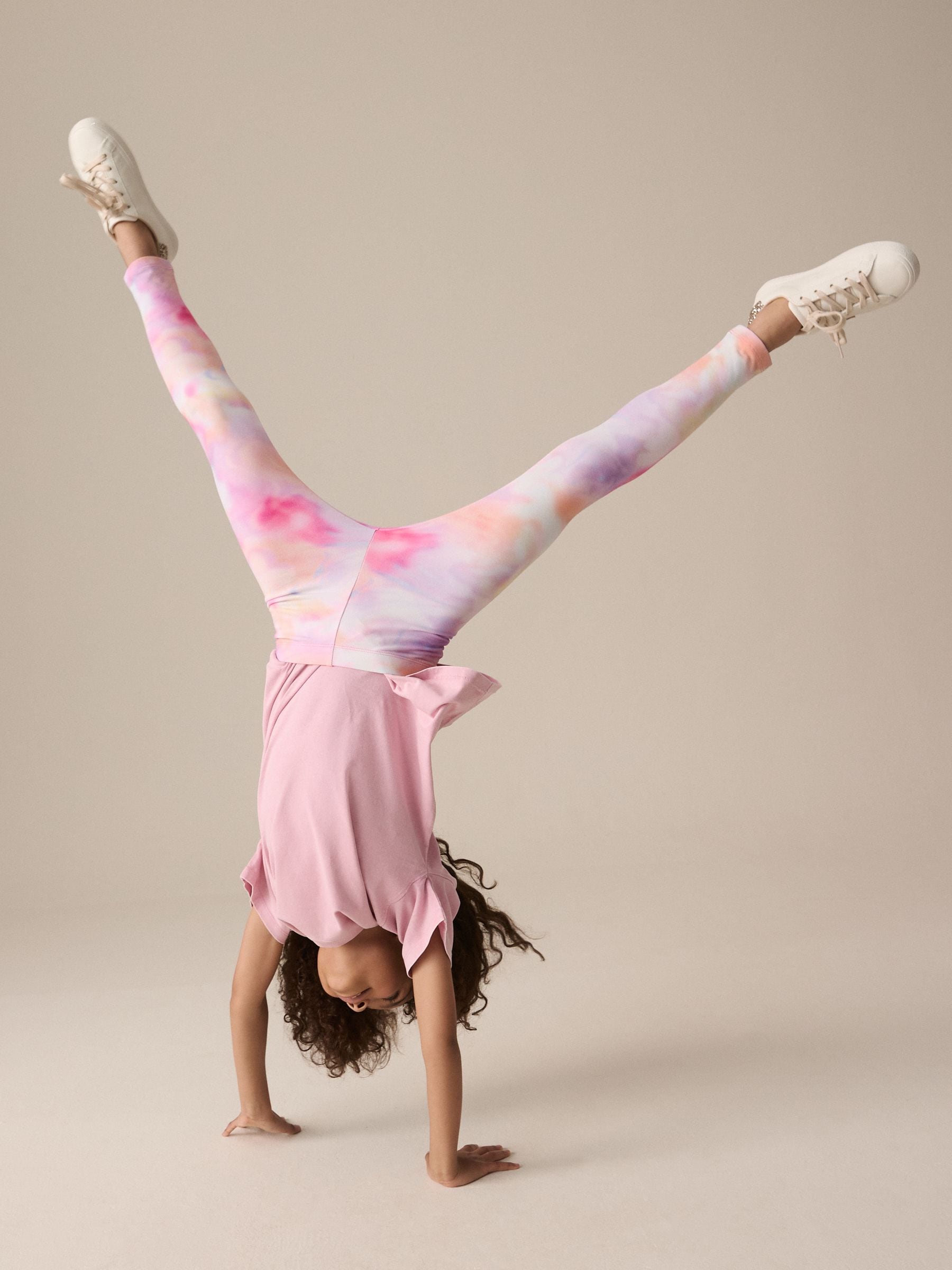 Pink Rainbow Swirl Printed Leggings (3-16yrs)