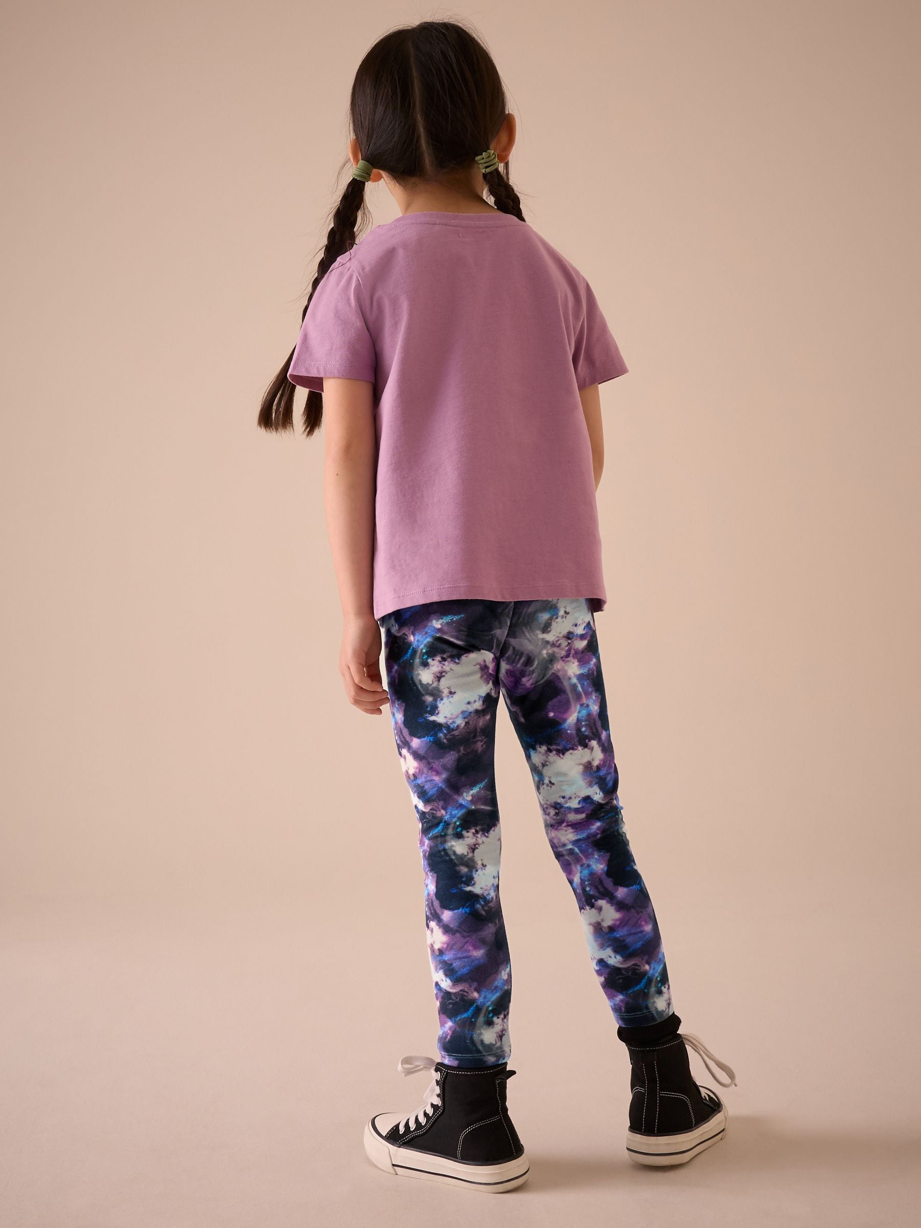 Purple/Black Swirl Printed Leggings (3-16yrs)