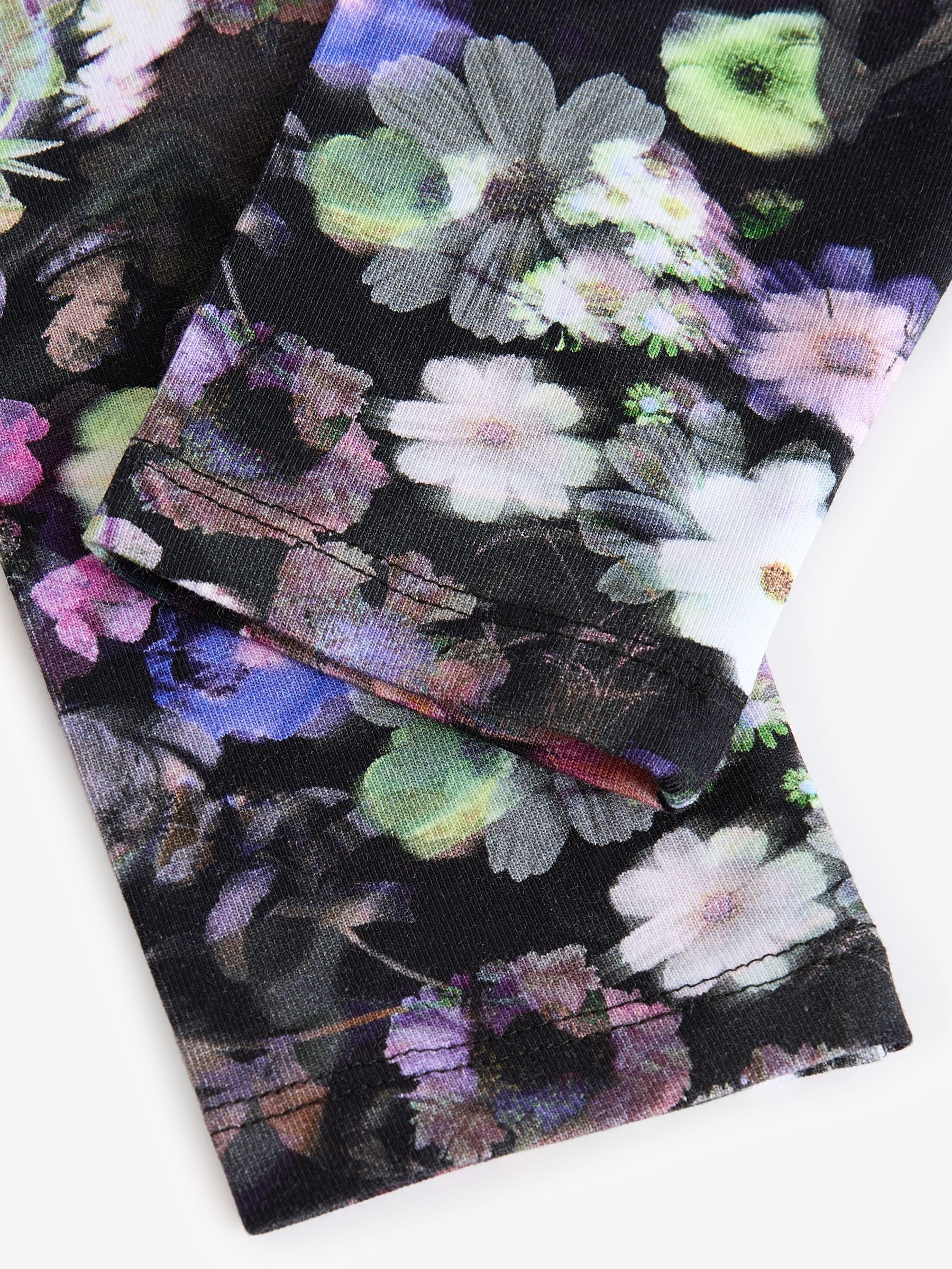 Black/Purple Floral Printed Leggings (3-16yrs)