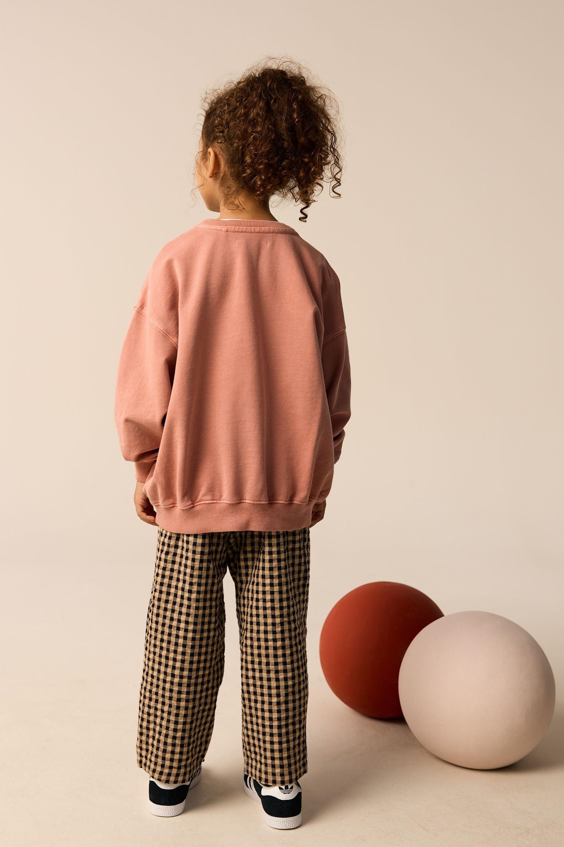 Check Sweatshirt and Barrel Leg Trousers Set (3-16yrs)