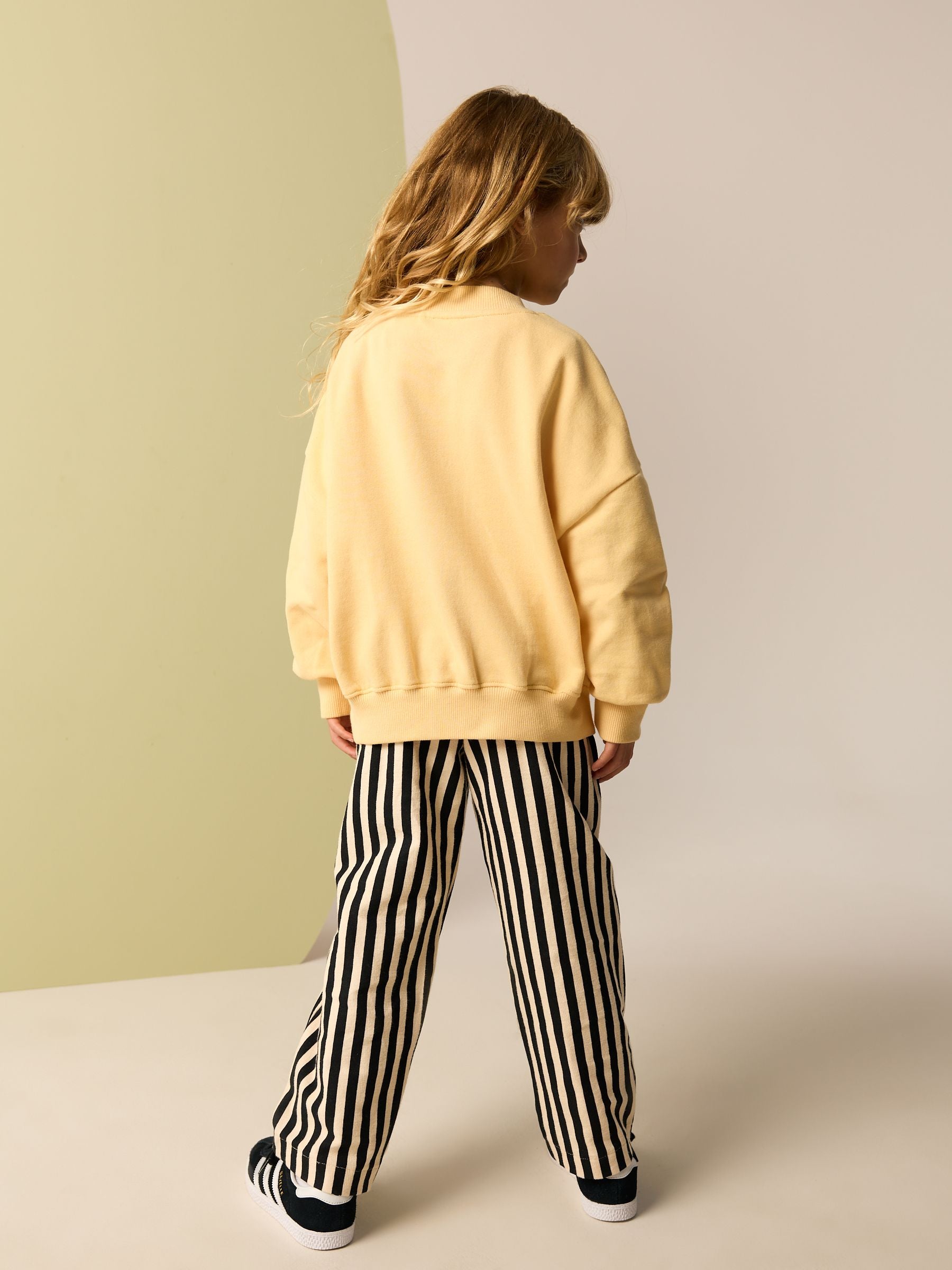 Monochrome Stripe 100% Cotton Sweatshirt and Barrel Leg Trousers Set (3-16yrs)