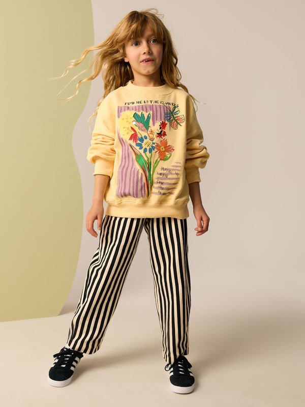 Monochrome Stripe 100% Cotton Sweatshirt and Barrel Leg Trousers Set (3-16yrs)