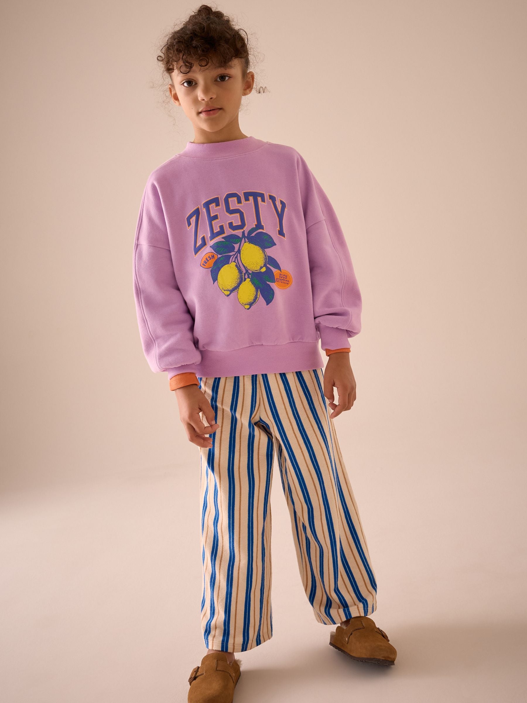 Purple Lemon Stripe Sweatshirt And Trousers Set (3-16yrs)