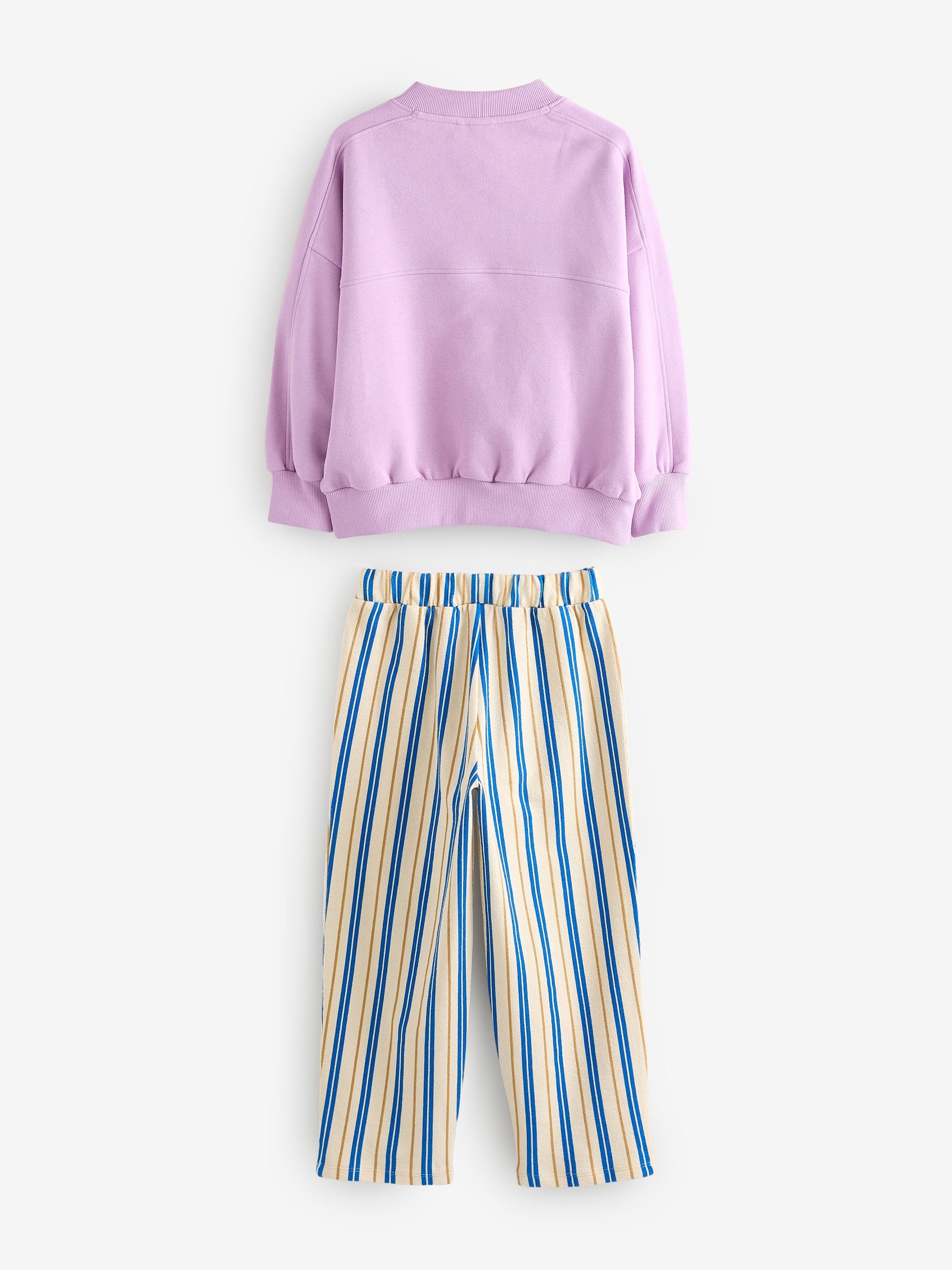 Purple Lemon Stripe 100% Cotton Sweatshirt And Trousers Set (3-16yrs)