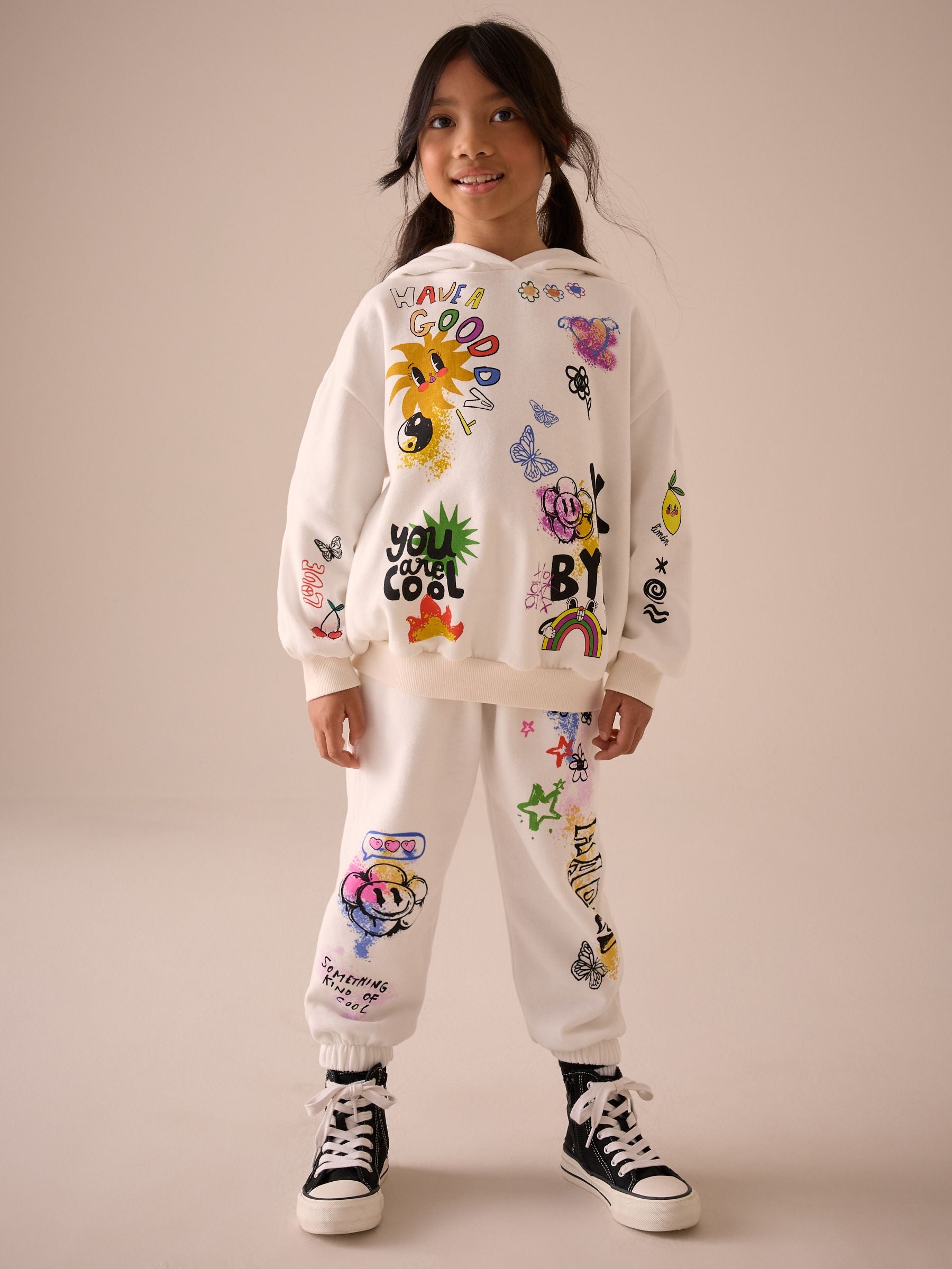 Ecru Graffiti Sweatshirt and Joggers Set (3-16yrs)