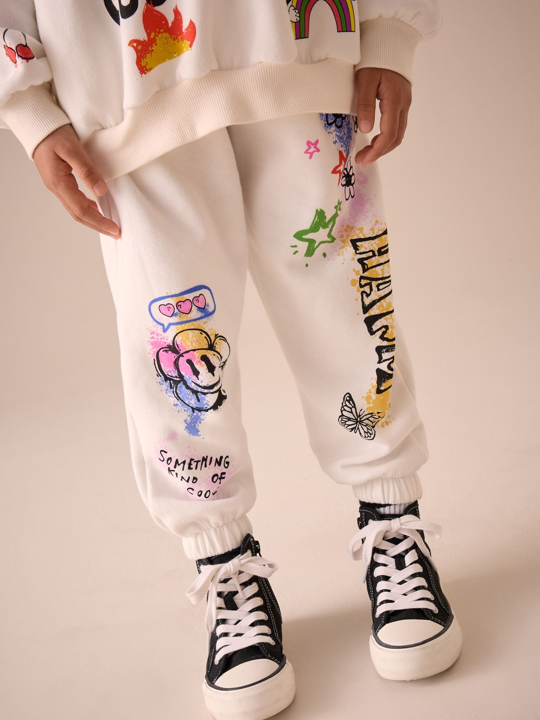 Ecru Graffiti Sweatshirt and Joggers Set (3-16yrs)