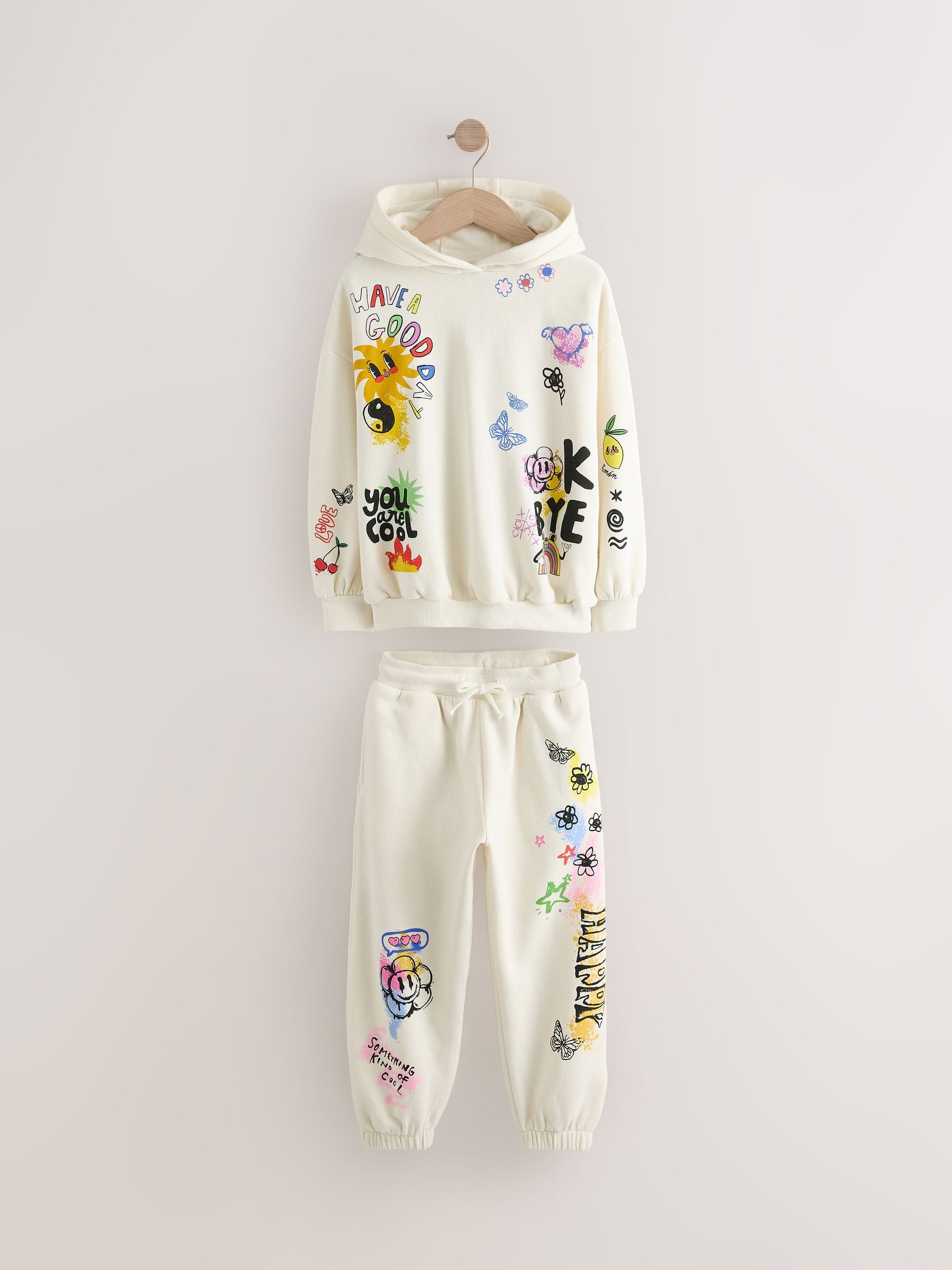 Ecru Graffiti Sweatshirt and Joggers Set (3-16yrs)