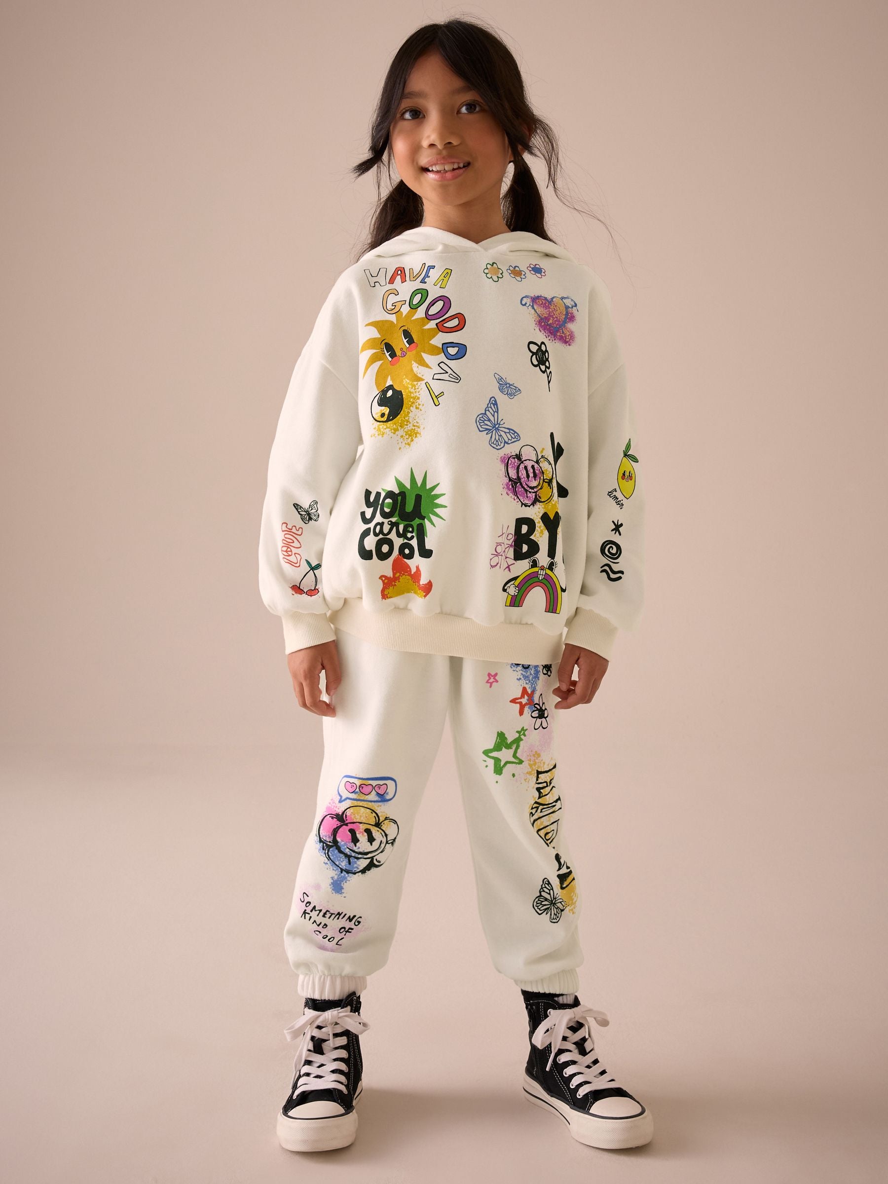 Ecru Graffiti Sweatshirt and Joggers Set (3-16yrs)