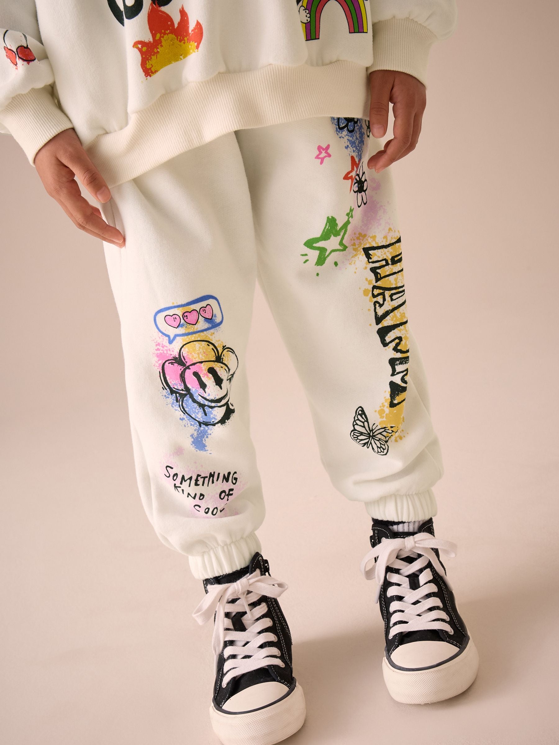 Ecru Graffiti Sweatshirt and Joggers Set (3-16yrs)