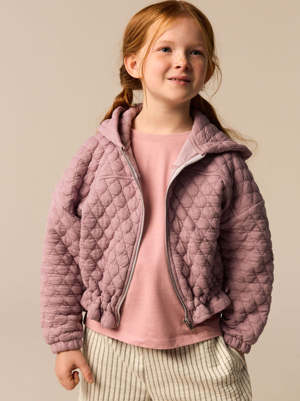 Lilac Purple Quilted Zip Through Hooded Jacket (3-16yrs)