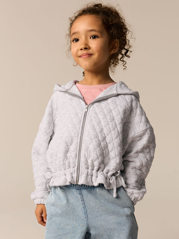 Grey Quilted Zip Through Hooded Jacket (3-16yrs)