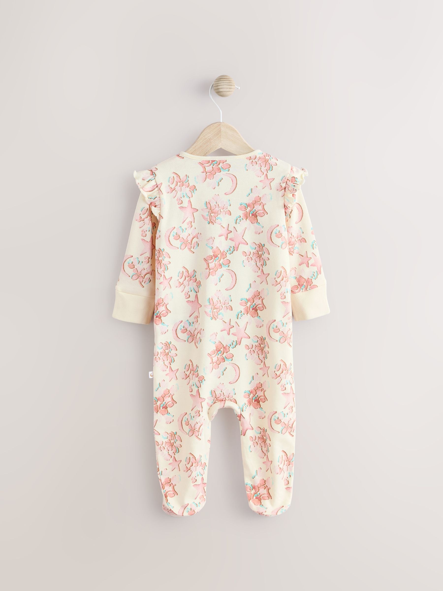 White Ground Baby Floral Print Eid 100% Cotton Sleepsuit (0mths-2yrs)