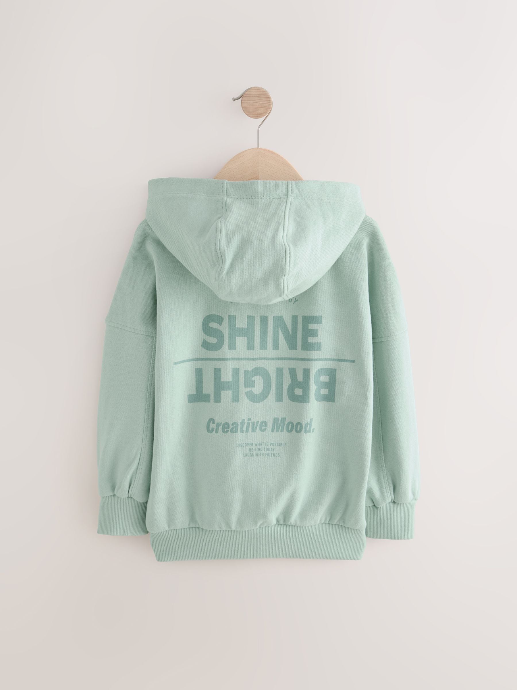 Green Slogan Graphic Zip Through Hoodie (3-16yrs)