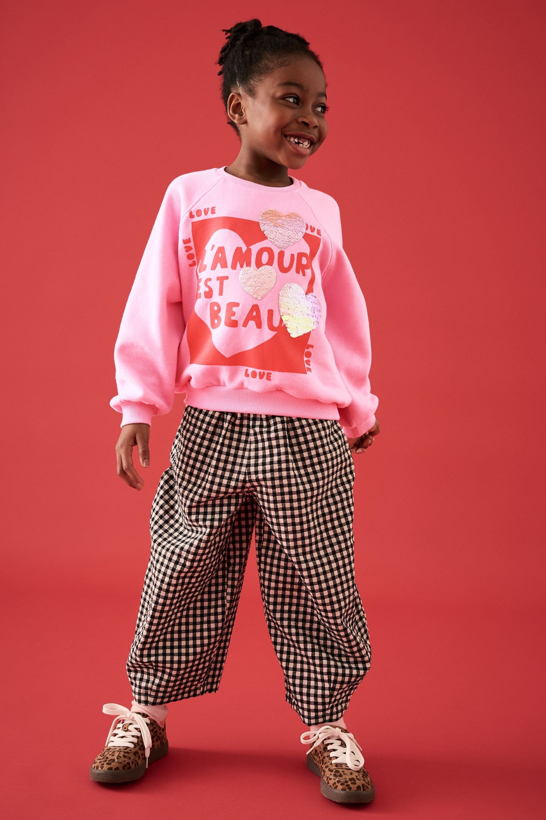 Pink Sequin Hearts 100% Cotton Sweatshirt (3-16yrs)