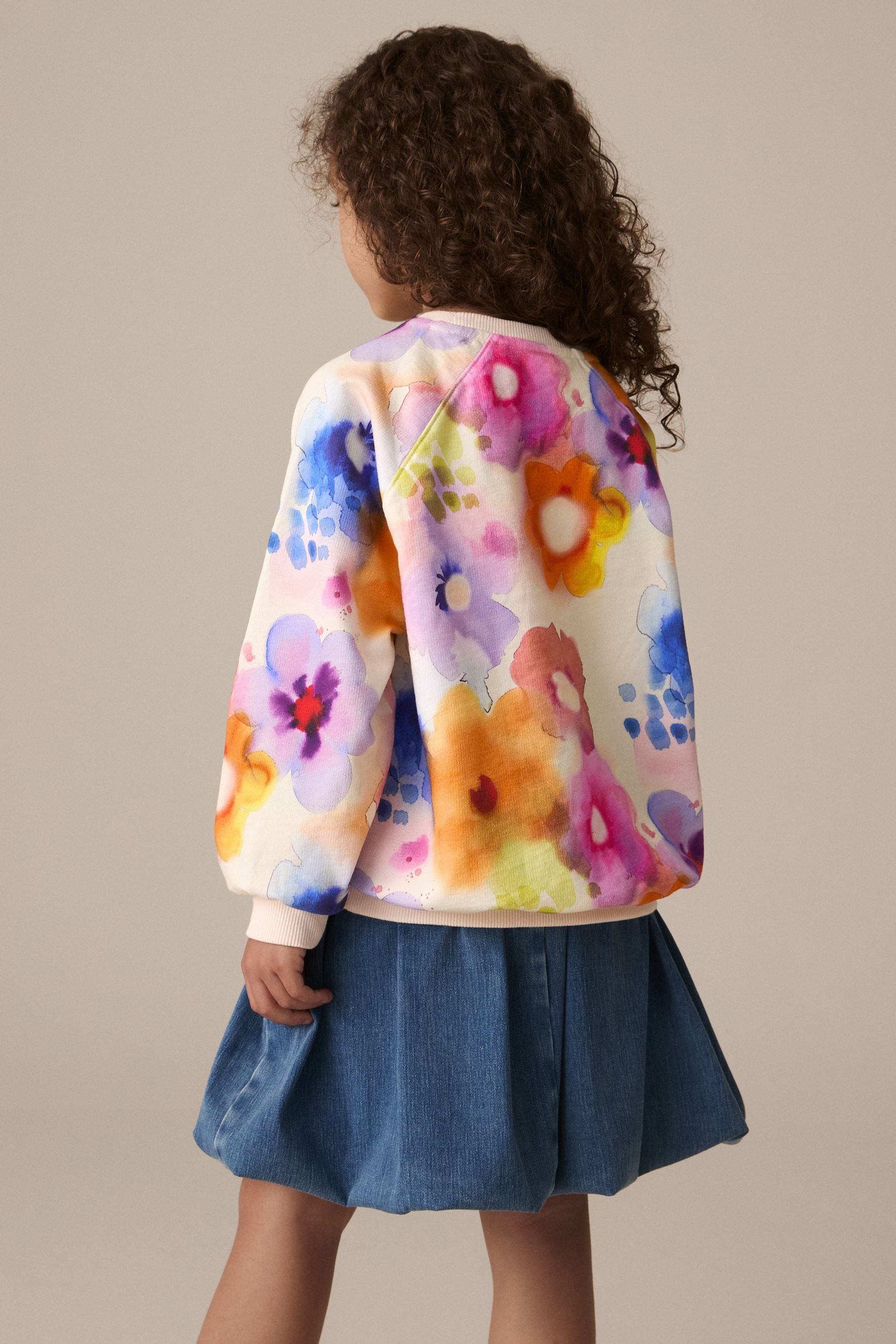 Multi Floral Print 100% Cotton Sweatshirt (3-16yrs)