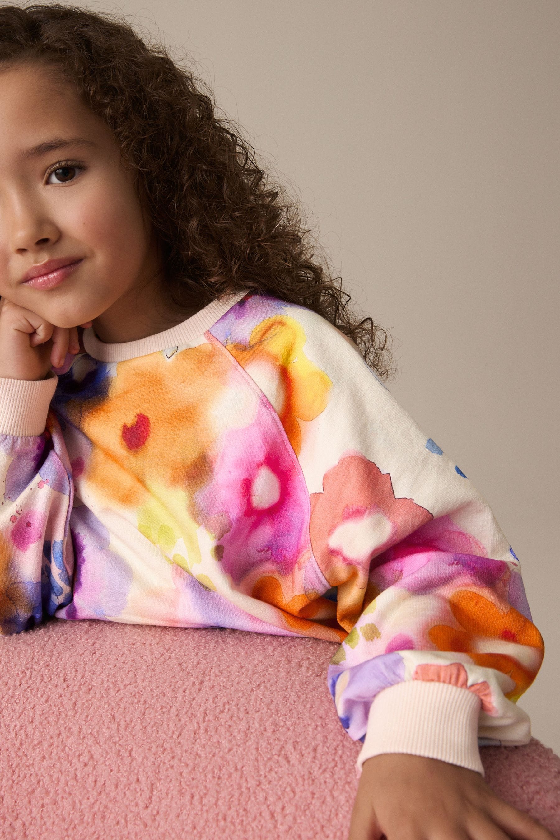 Multi Floral Print 100% Cotton Sweatshirt (3-16yrs)