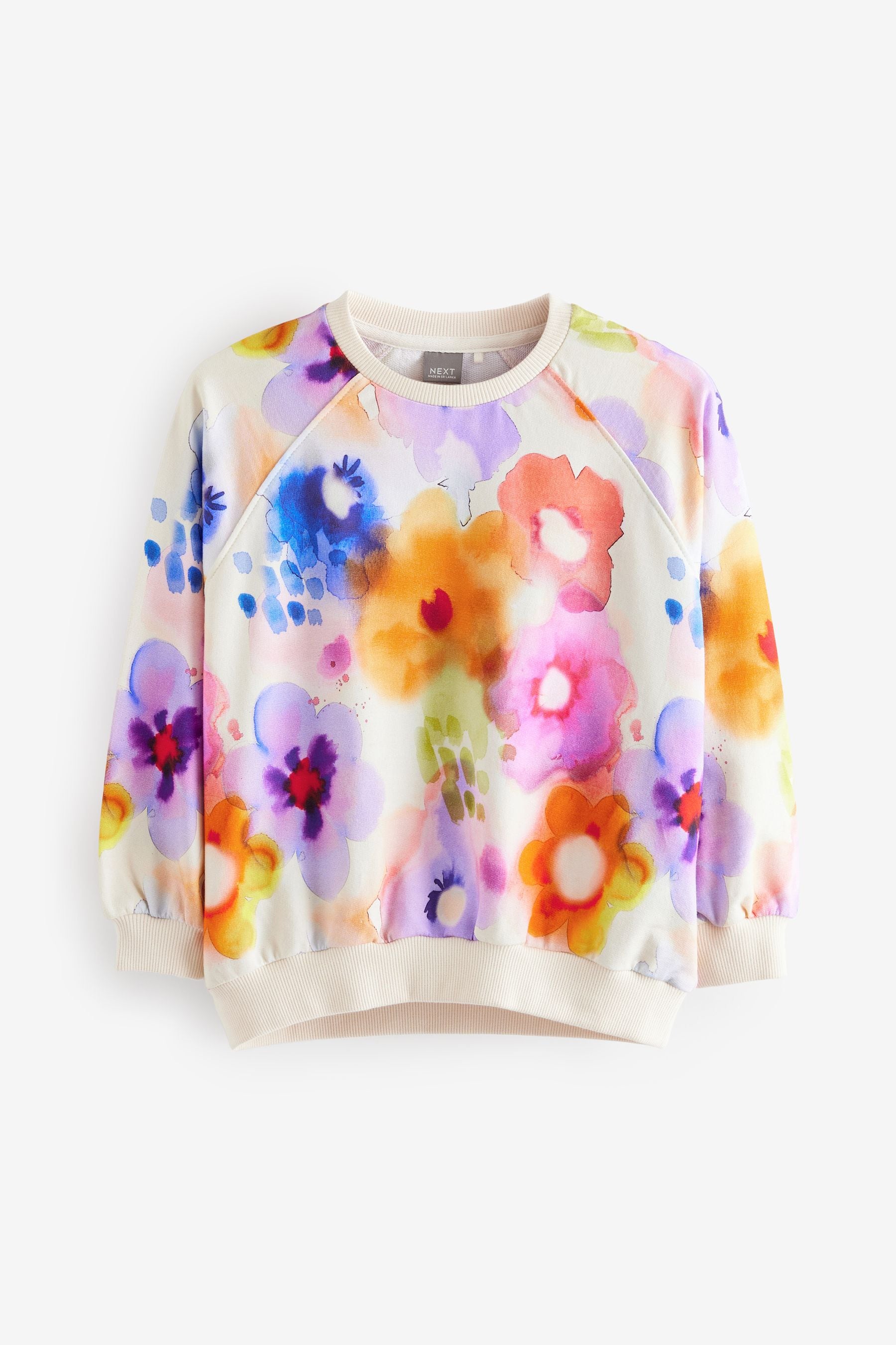 Multi Floral Print 100% Cotton Sweatshirt (3-16yrs)