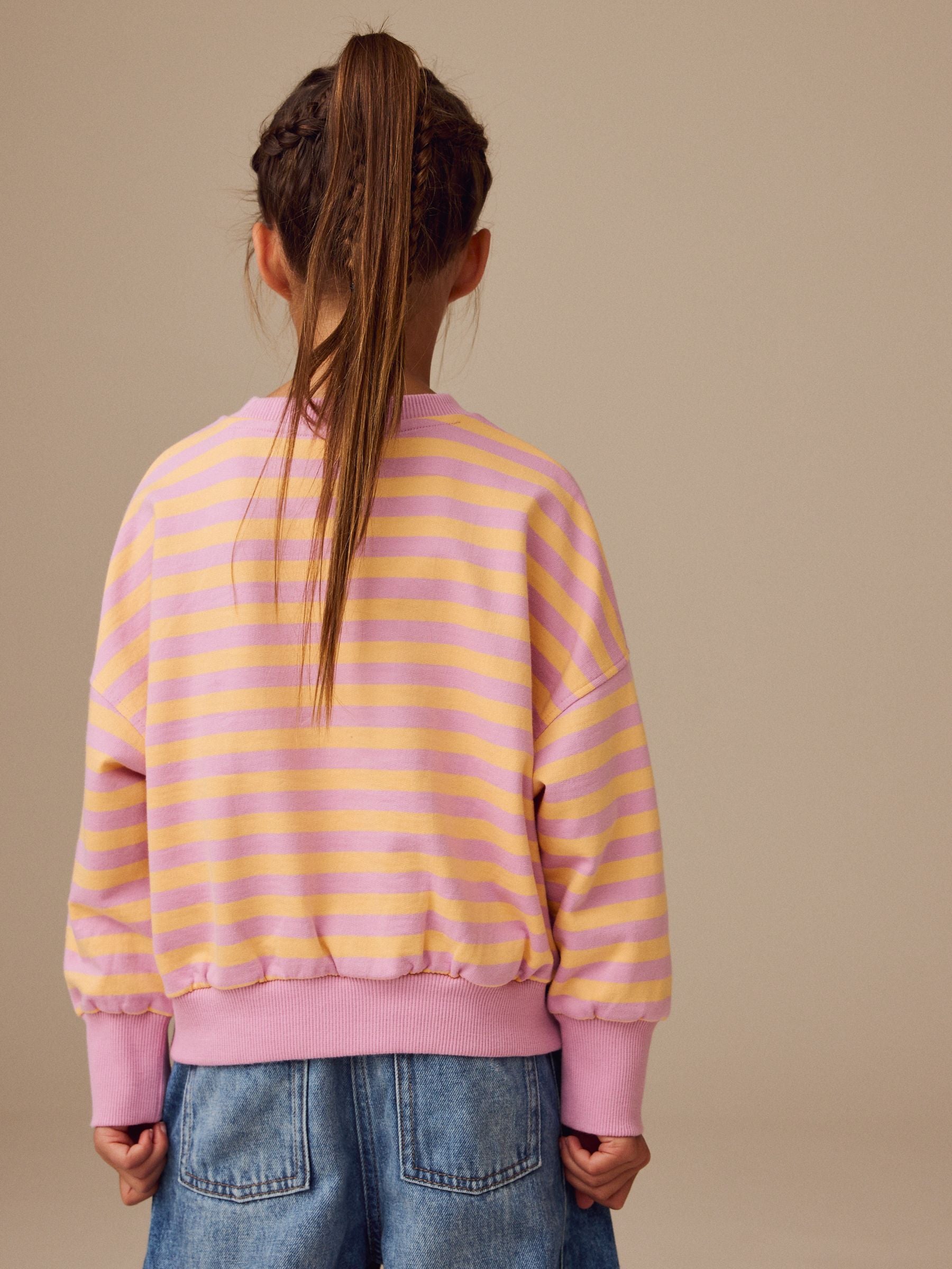 Pink/Yellow Stripe 100% Cotton Sweatshirt (3-16yrs)