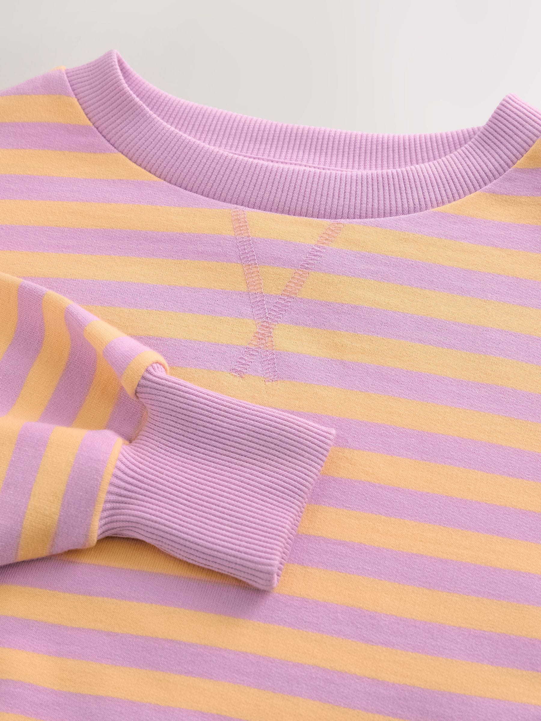 Pink/Yellow Stripe 100% Cotton Sweatshirt (3-16yrs)