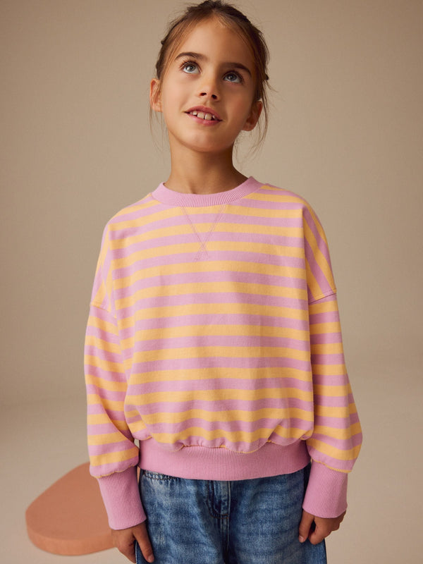 Pink/Yellow Stripe 100% Cotton Sweatshirt (3-16yrs)