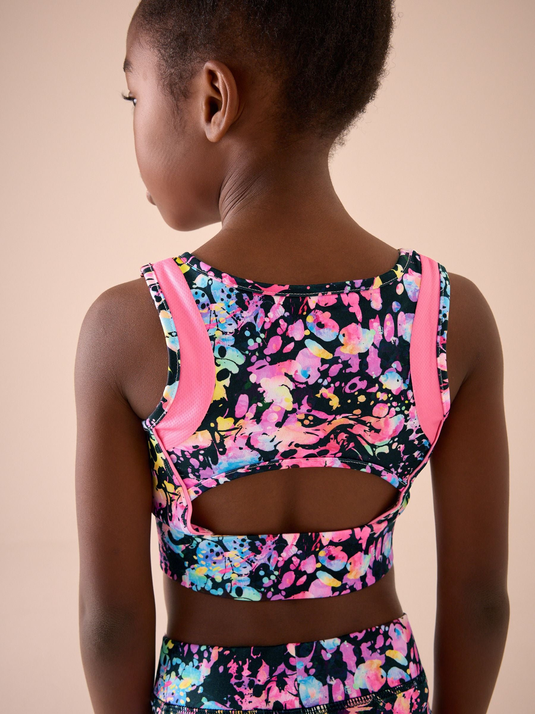 Multi Black Sports Crop Top (5-16yrs)