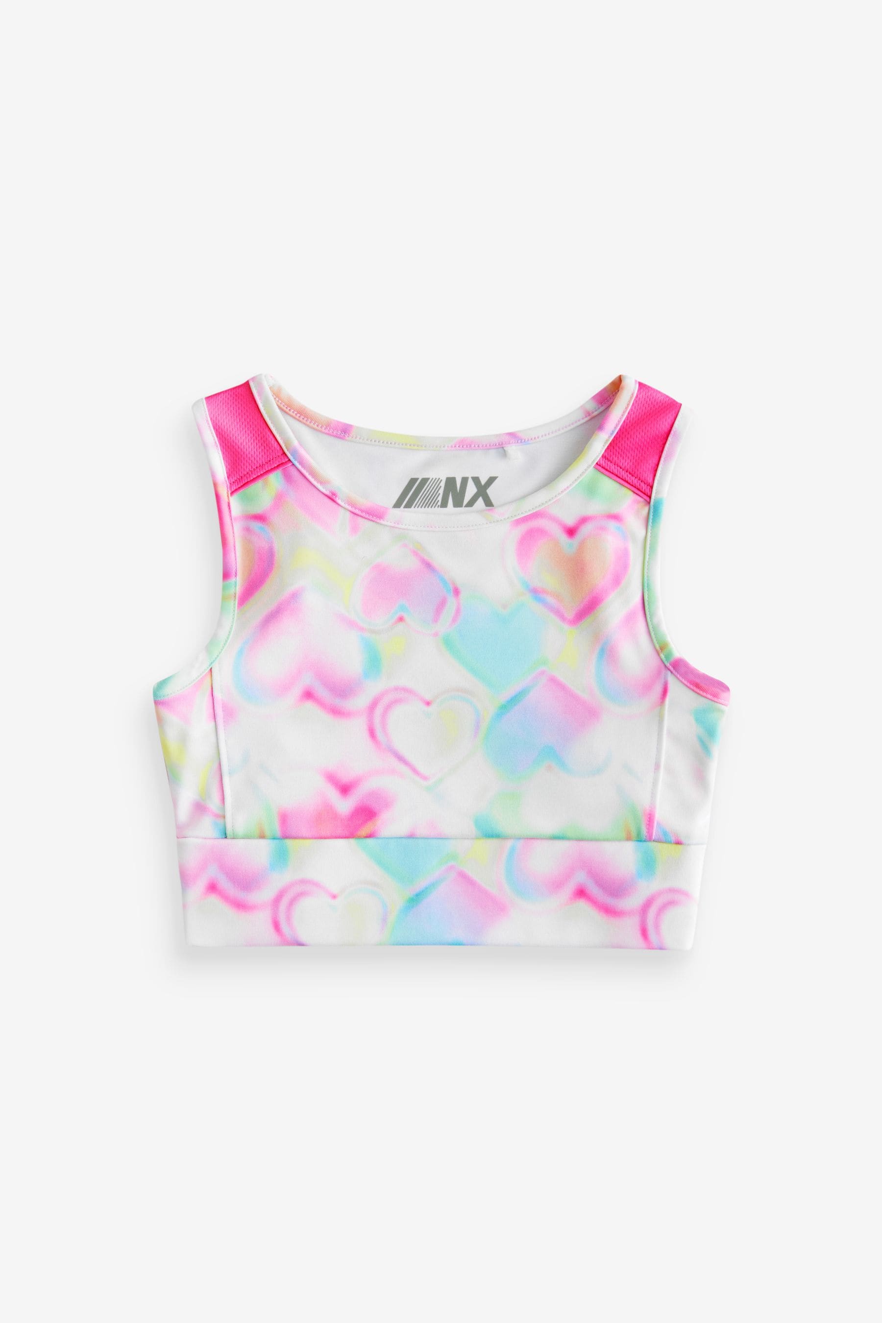 Multi Pink Heart Sports Crop Top (5-16yrs)