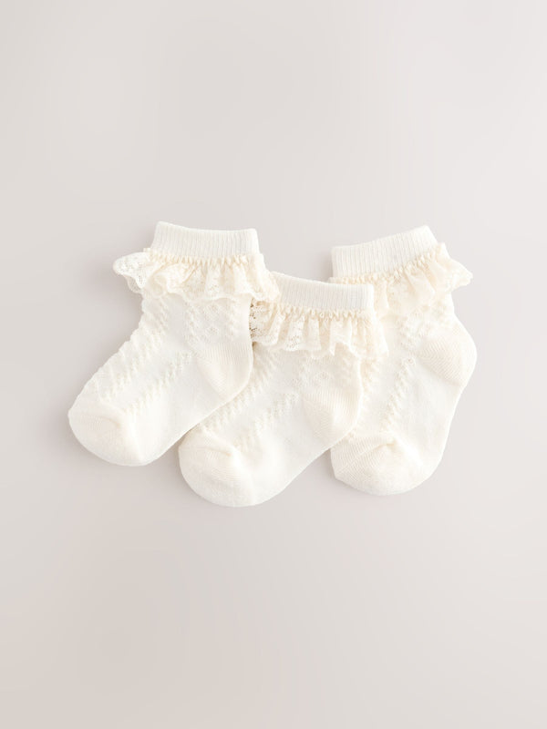 Cream Lace Baby Socks 3 Pack