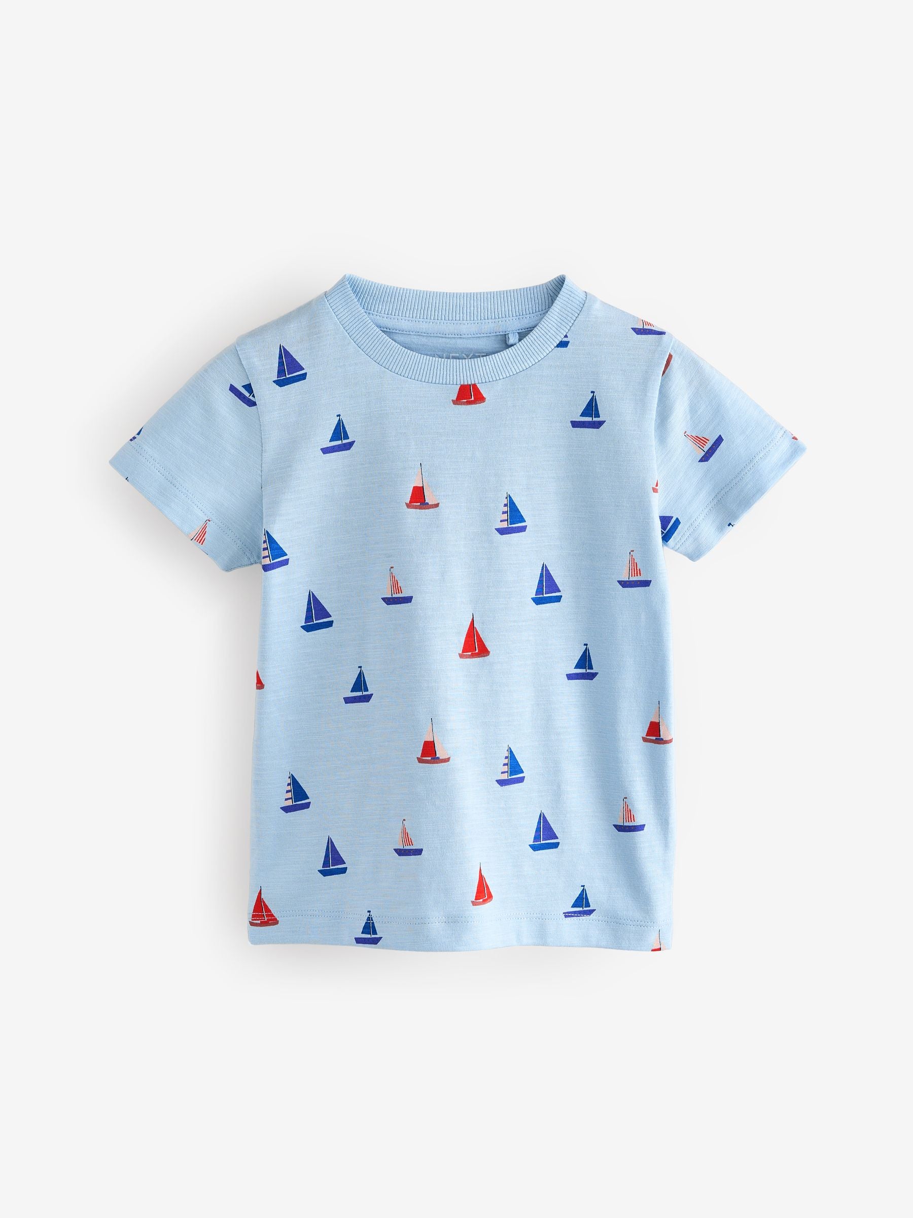 Blue Boats Short Sleeve 100% Cotton T-Shirts 3 Pack (3mths-7yrs)