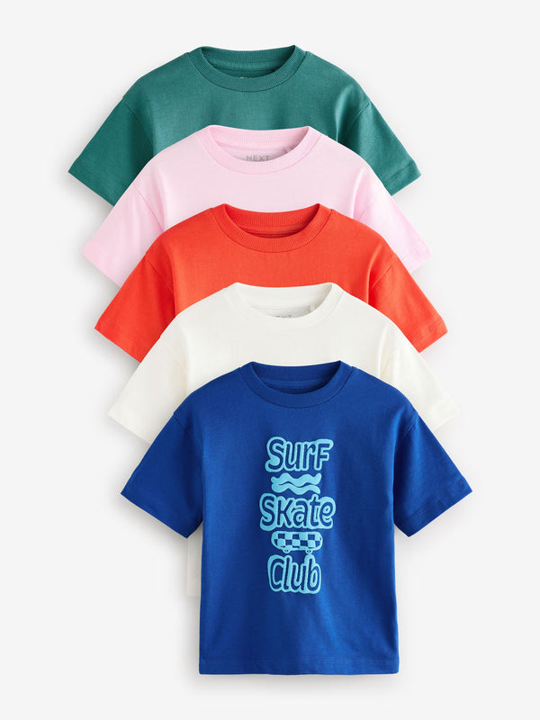 Multi Bright 100% Cotton Short Sleeve T-Shirts 5 Pack (3mths-7yrs)