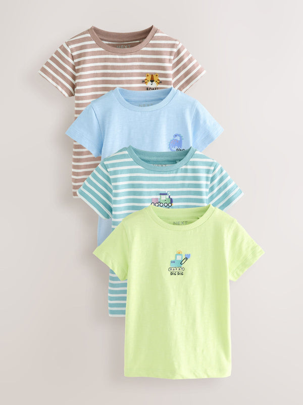 Multi Short Sleeve 100% Cotton T-Shirts 4 Pack (3mths-7yrs)