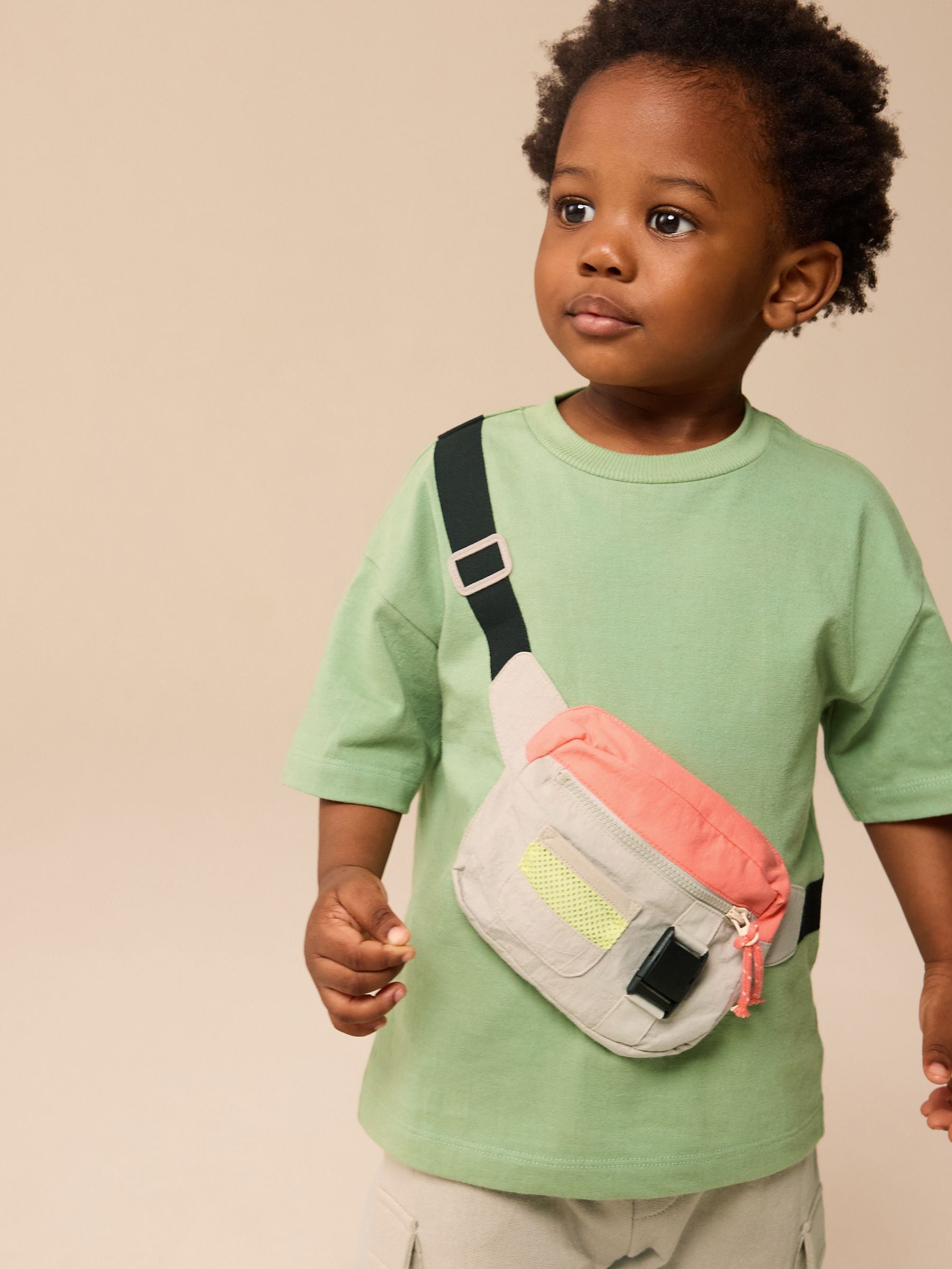 Khaki Green Short Sleeve 100% Cotton Bumbag T-Shirt & Shorts Set (3mths-7yrs)