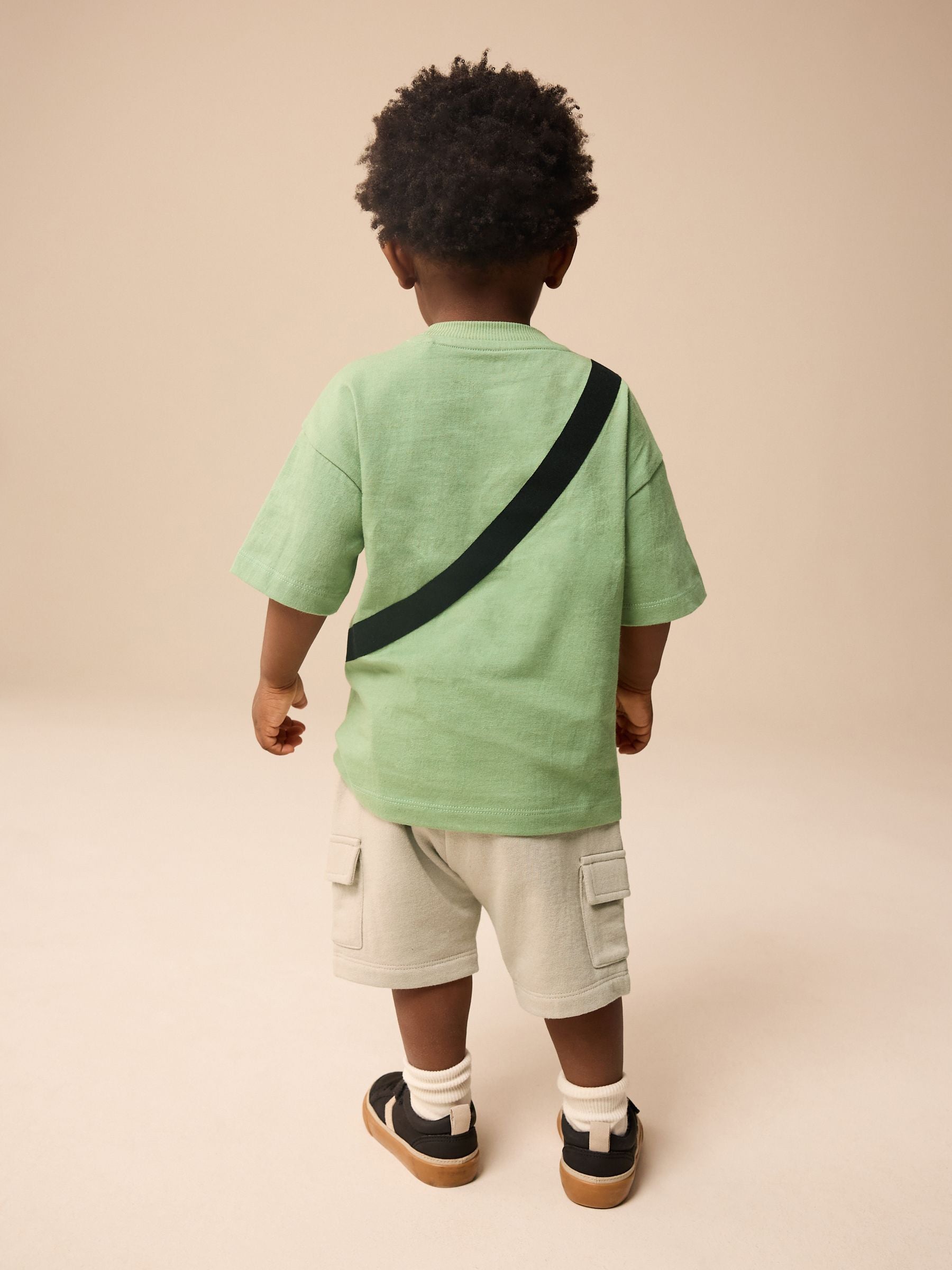 Khaki Green Short Sleeve 100% Cotton Bumbag T-Shirt & Shorts Set (3mths-7yrs)