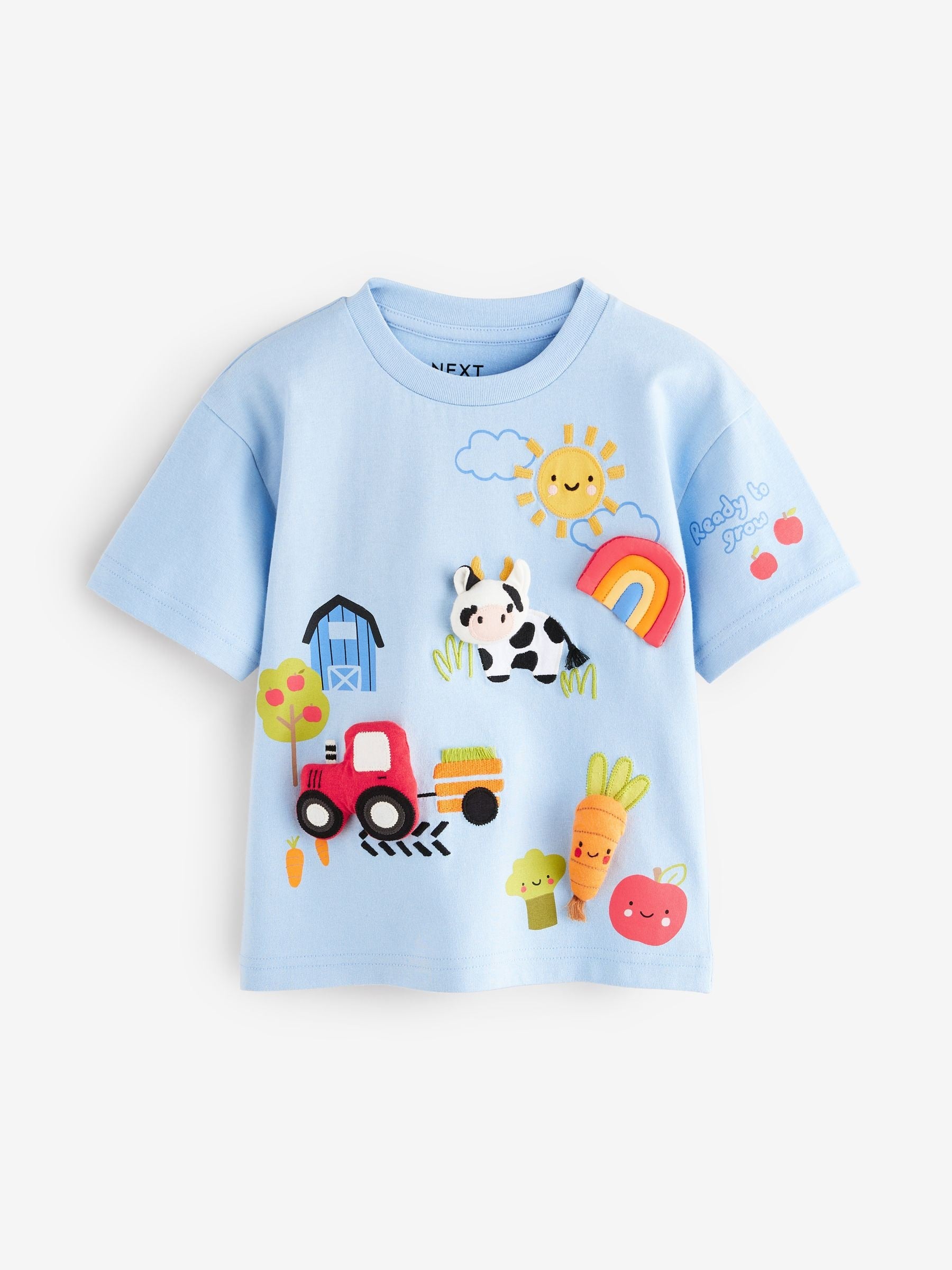 Blue Farm 100% Cotton Short Sleeve 3D Padded Character T-Shirt (3mths-7yrs)