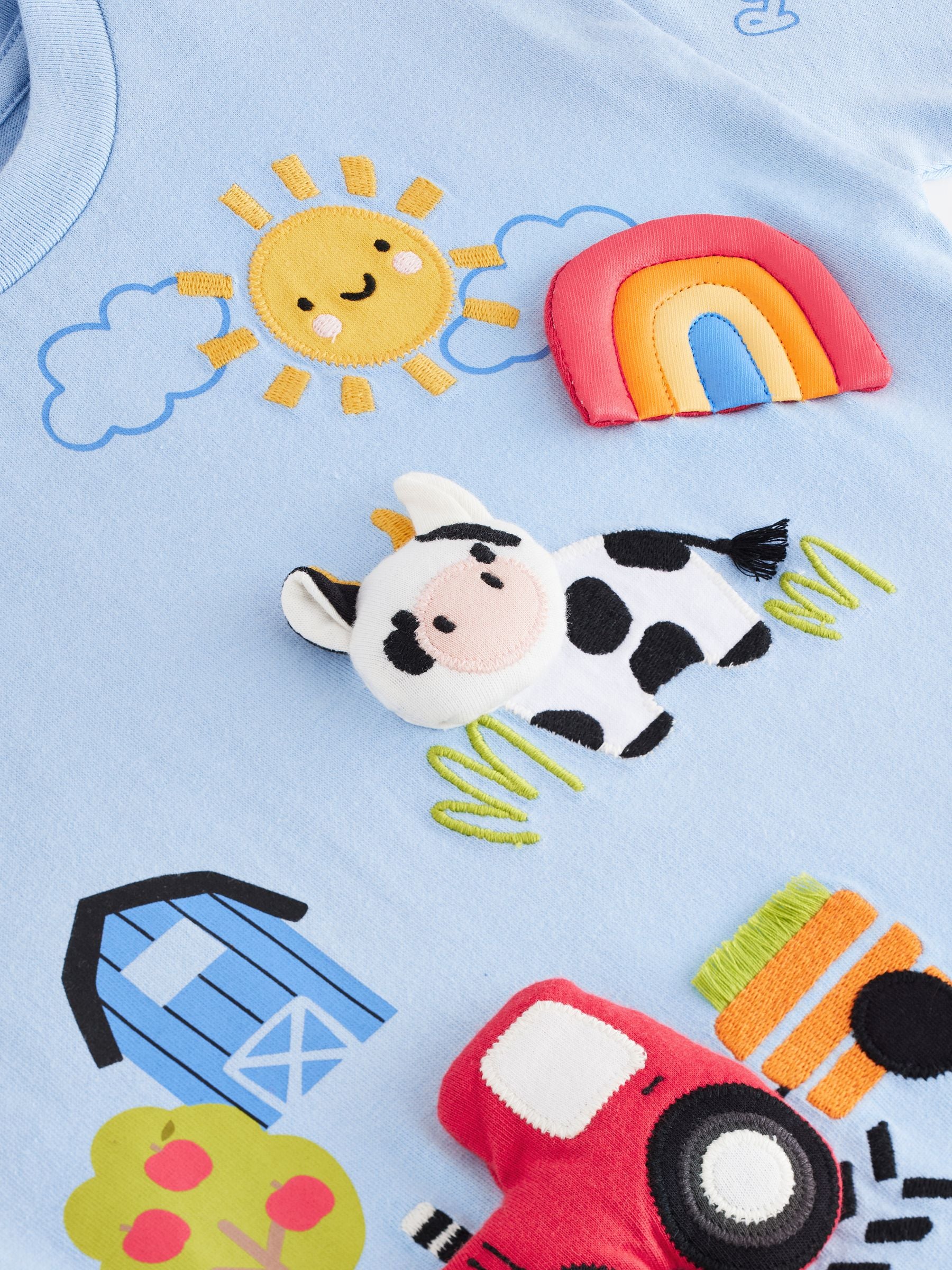 Blue Farm 100% Cotton Short Sleeve 3D Padded Character T-Shirt (3mths-7yrs)