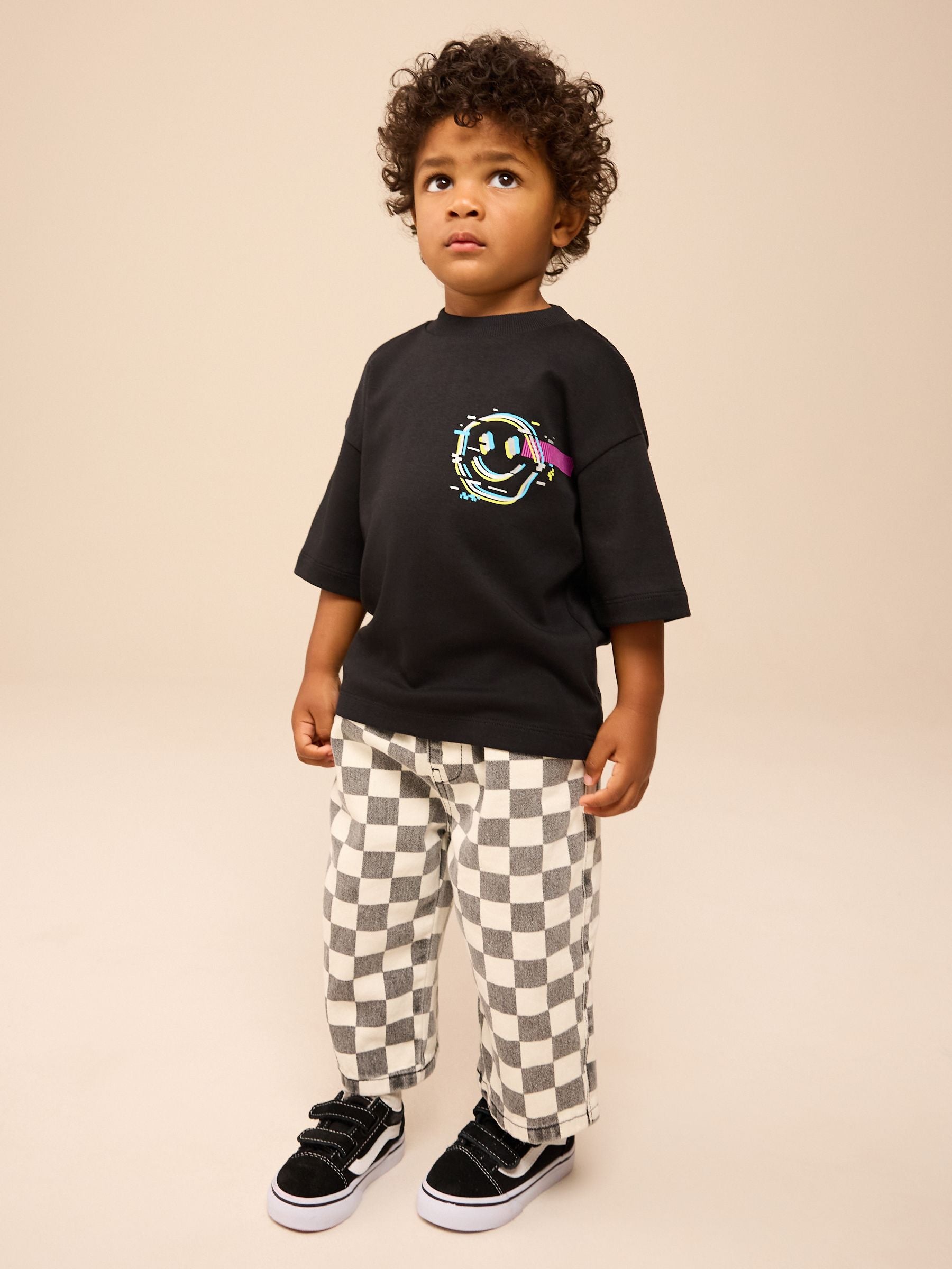 Black Short Sleeve Back Print 100% Cotton T-Shirt (3mths-7yrs)