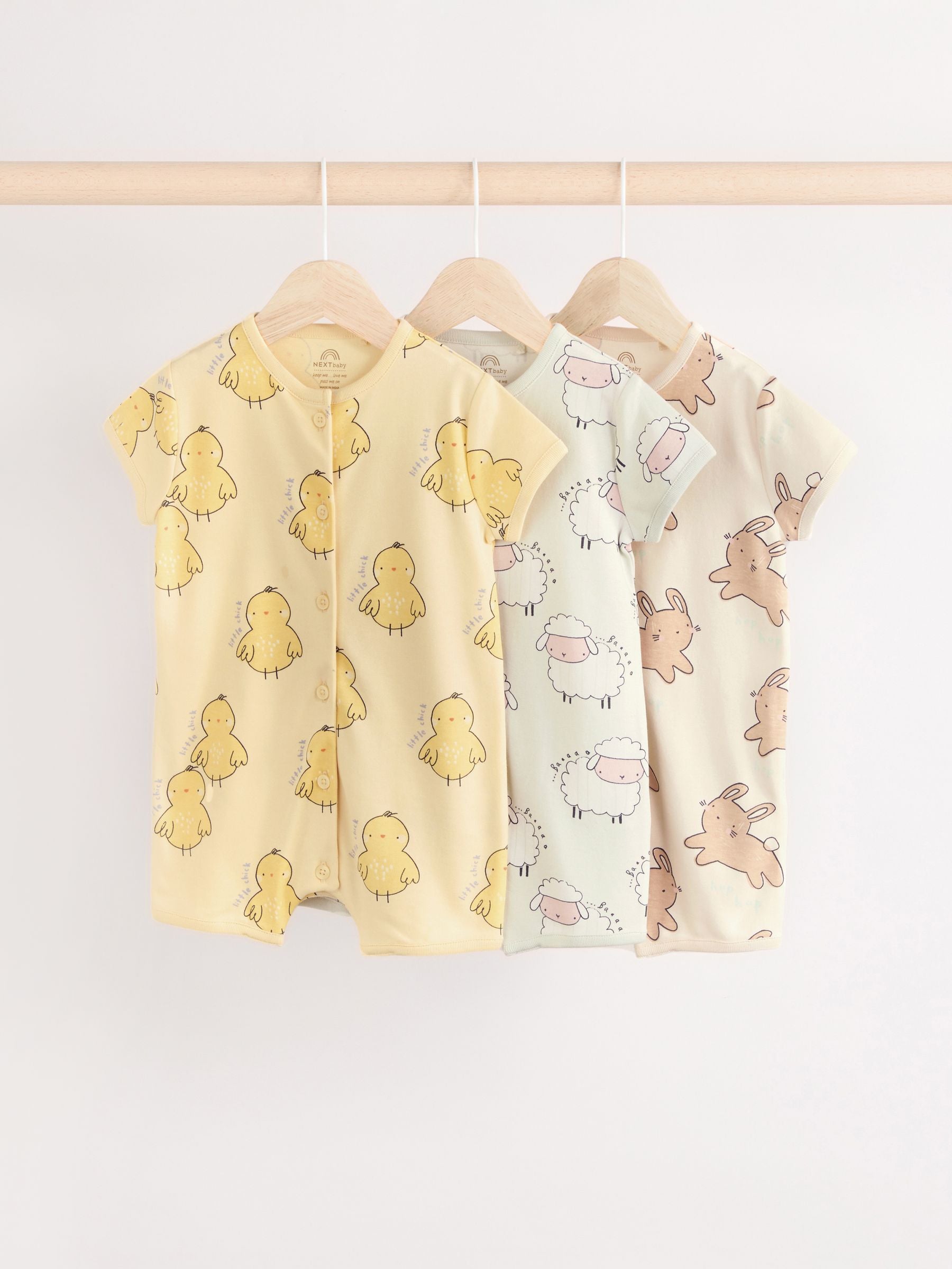 Multi Easter Character Baby Jersey 100% Cotton Rompers 3 Pack (0mths-3yrs)