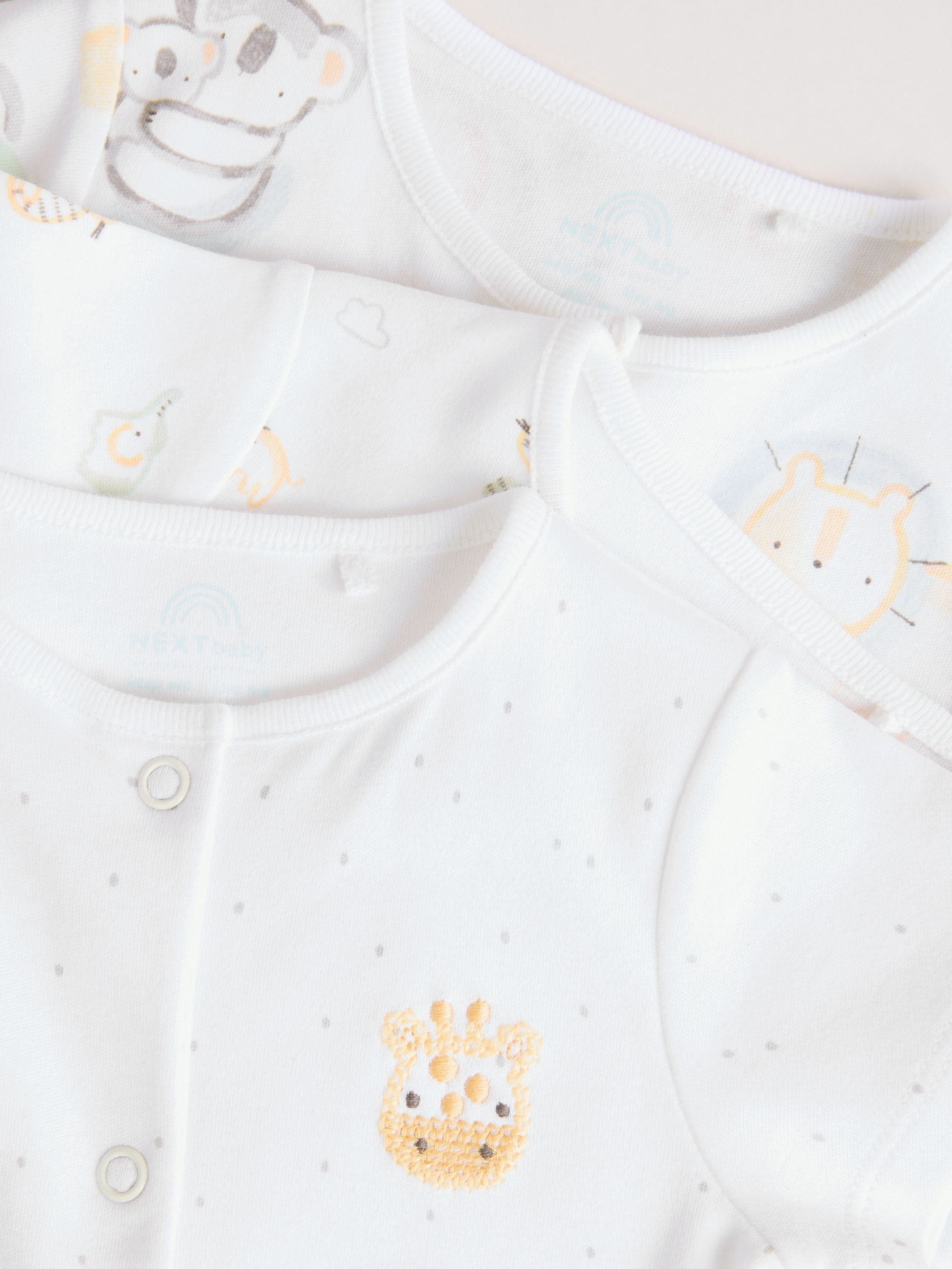 White Safari Baby 100% Cotton Rompers 3 Pack (0mths-2yrs)