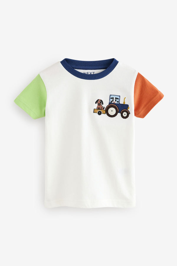 White 100% Cotton Short Sleeve Transport T-Shirt (3mths-7yrs)