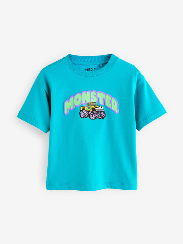 Blue 100% Cotton Short Sleeve Transport T-Shirt (3mths-7yrs)