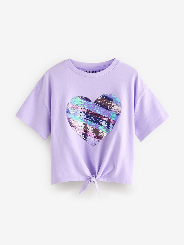 Purple Sequin Animal Heart Print T-Shirt (3-16yrs)