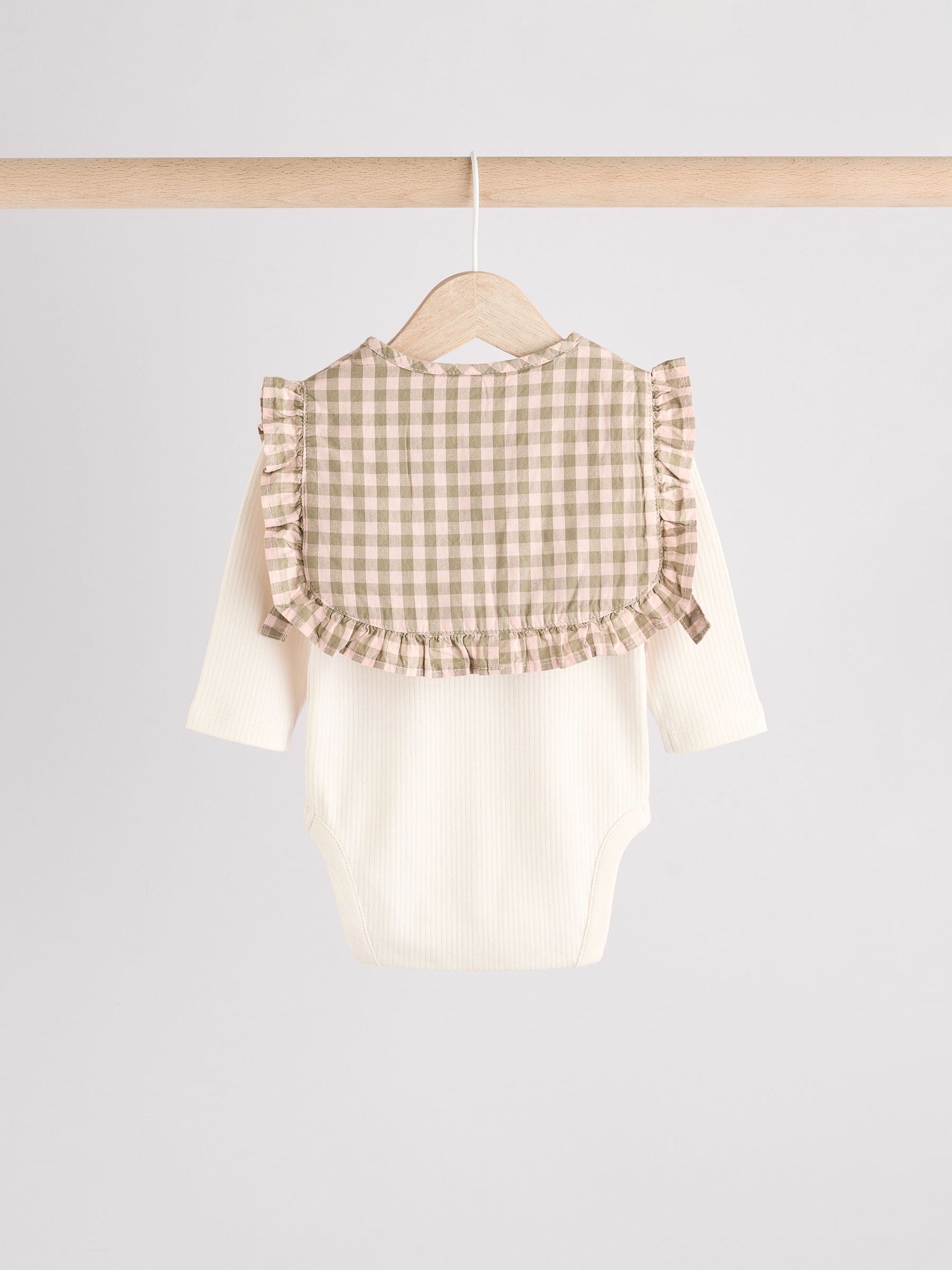 Green Gingham 3 Piece Baby Long Sleeve Bodysuit, Trousers & Gilet Set (0mths-2yrs)