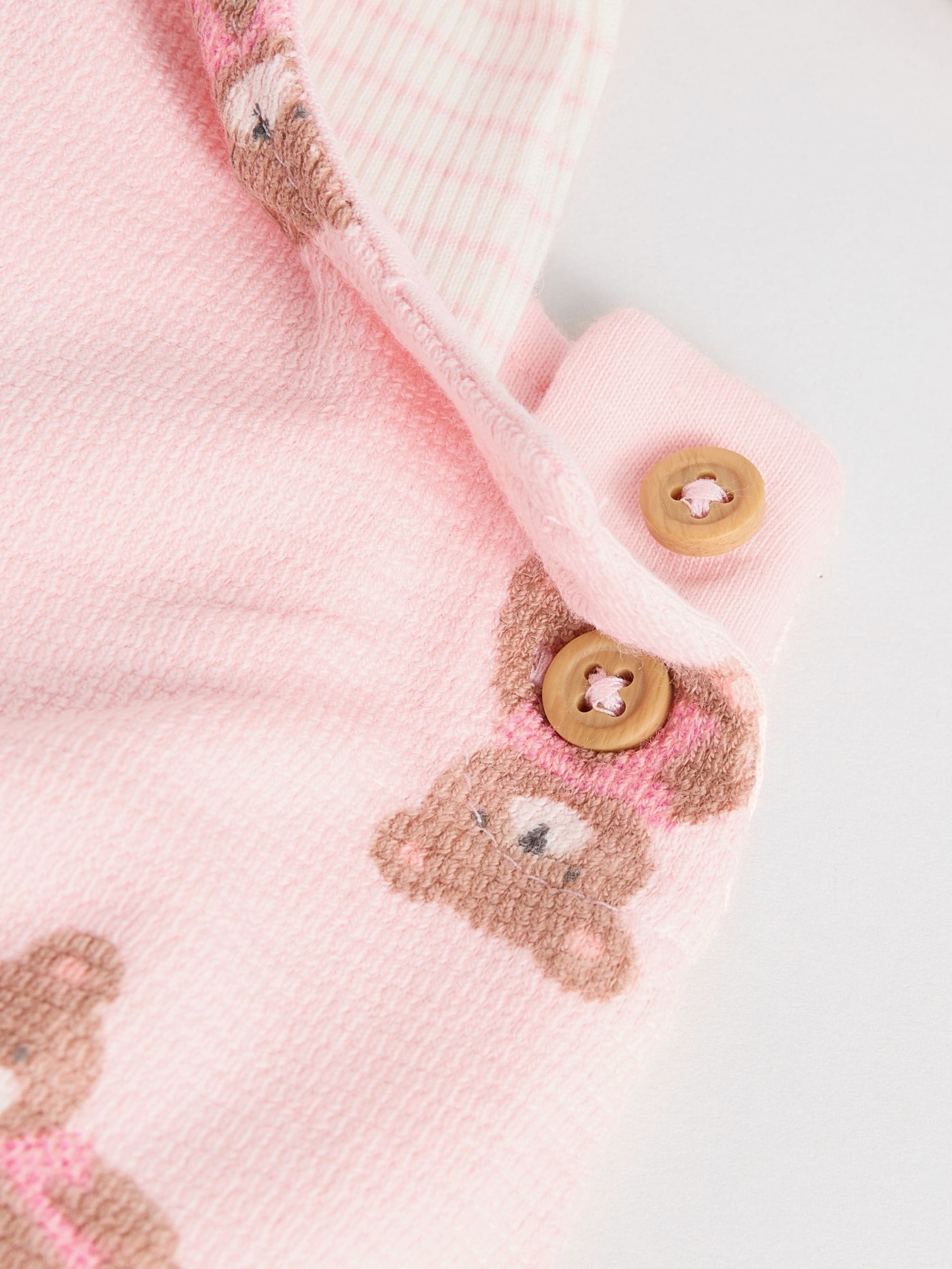 Pink Bear Print Long Sleeve Bodysuit & Baby Dungarees Set (0mths-3yrs)