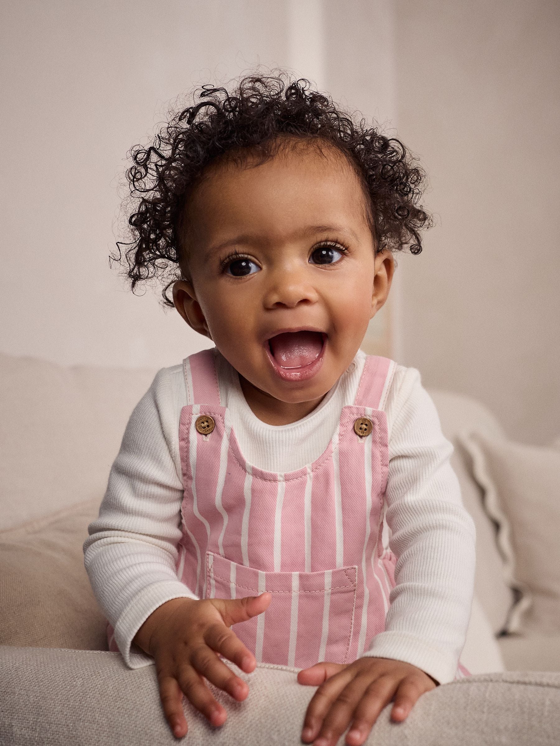 Pink Stripe Baby Long Sleeve Sweat Top & Dungarees Set (0mths-2yrs)