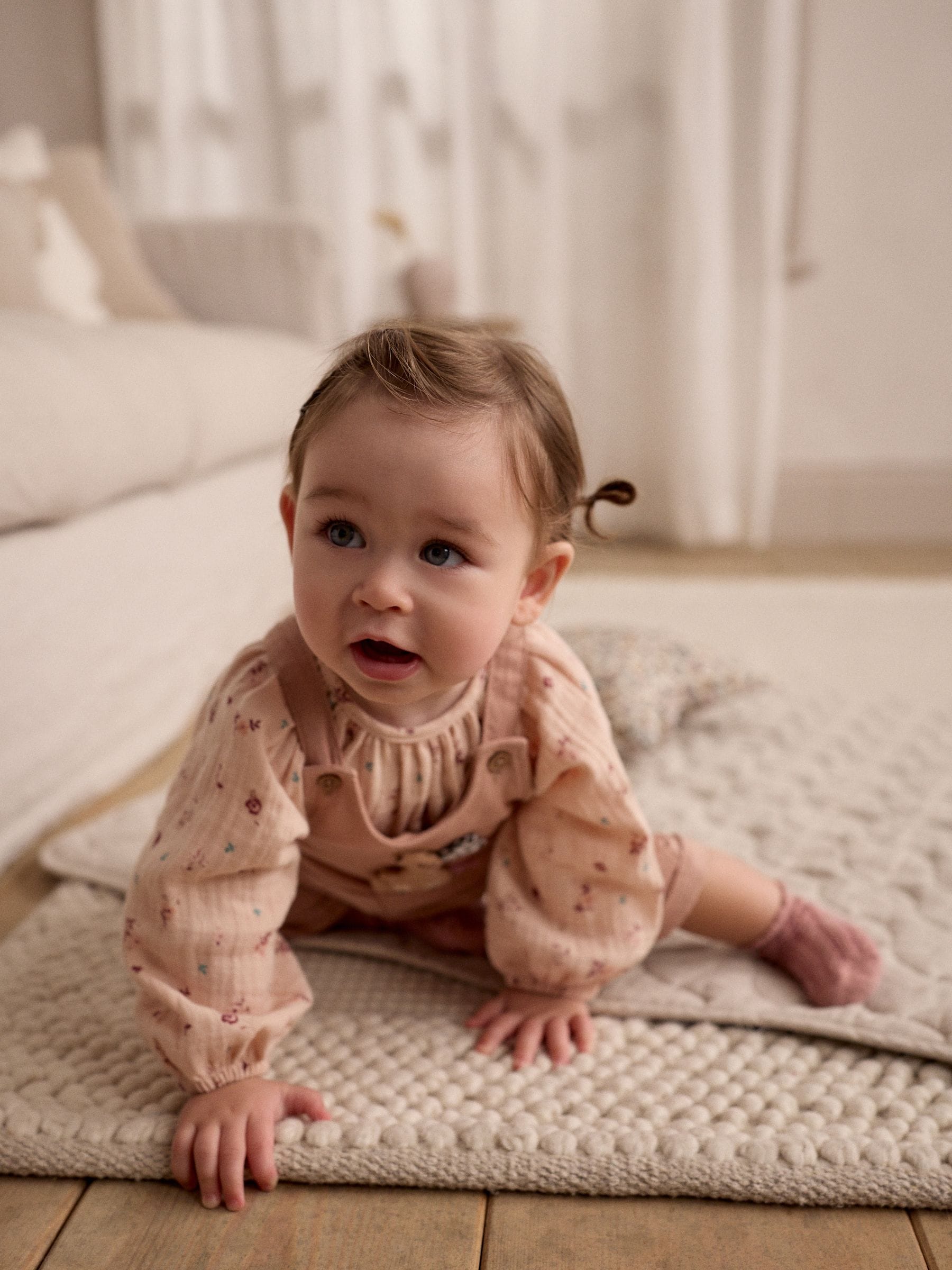 Tan Brown Wadded Character Long Sleeve Bodysuit & Baby Dungaree Set (0mths-3yrs)