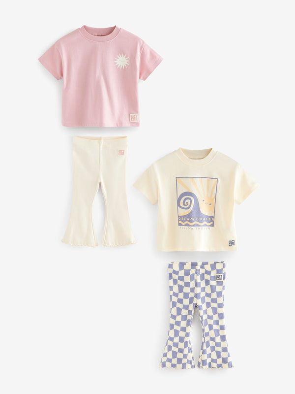 Pink T-Shirt & Flare Set 4 Pack (3mths-7yrs)