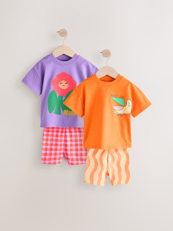 Orange T-Shirt & Short Set 4 Pack (3mths-7yrs)