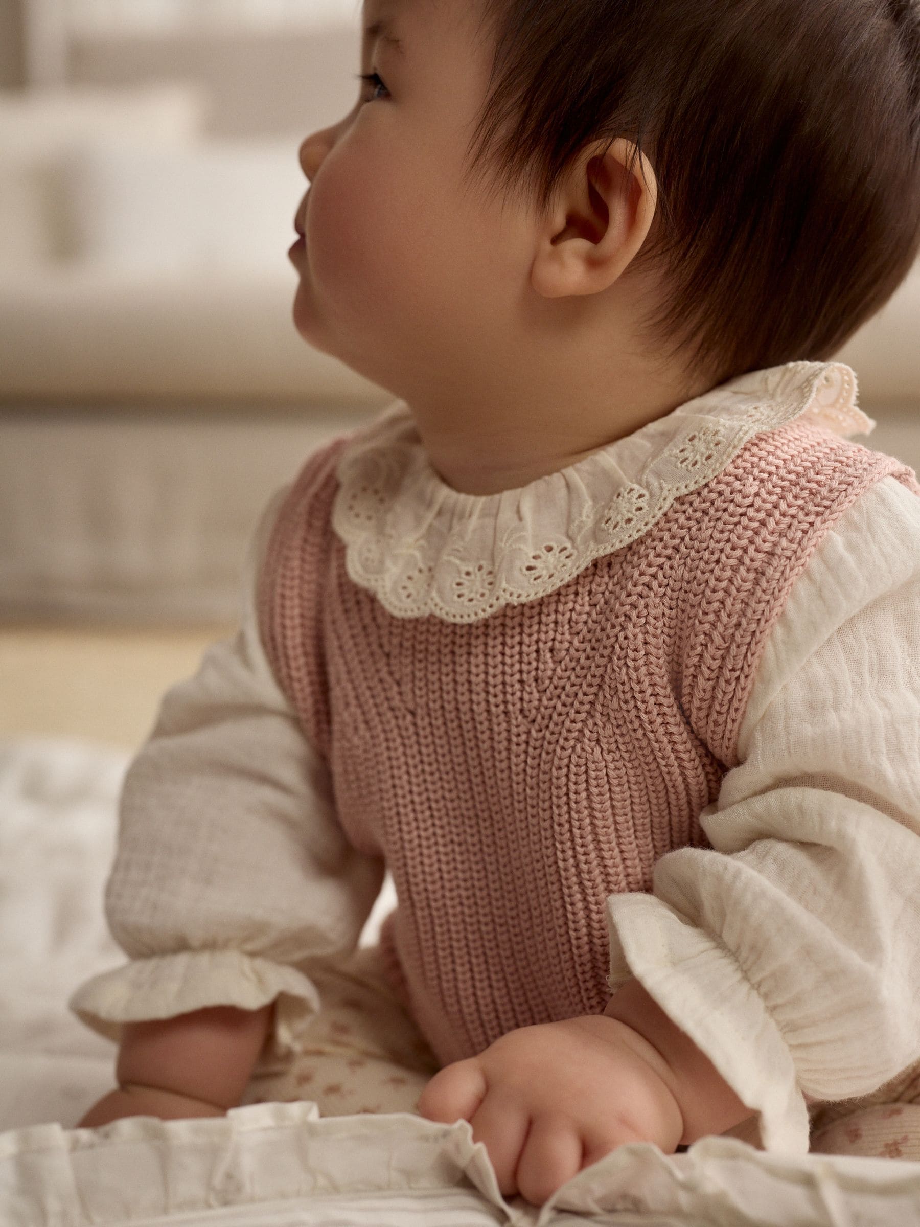 Pink Floral 2 Piece Baby Knitted 100% Cotton Blouse & Leggings Set (0mths-2yrs)