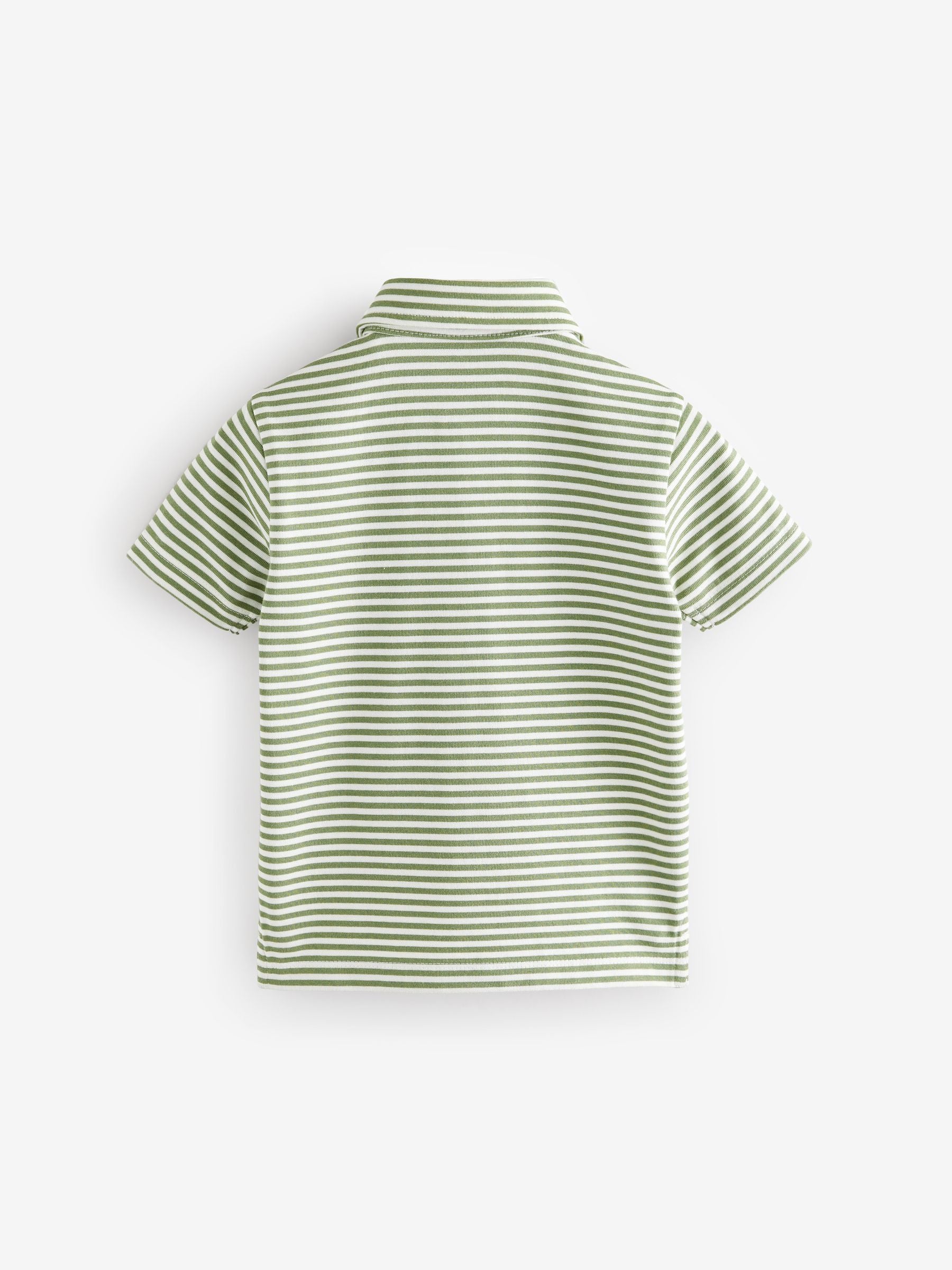 Green/White Short Sleeve Stripe 100% Cotton Polo Shirt (3mths-7yrs)