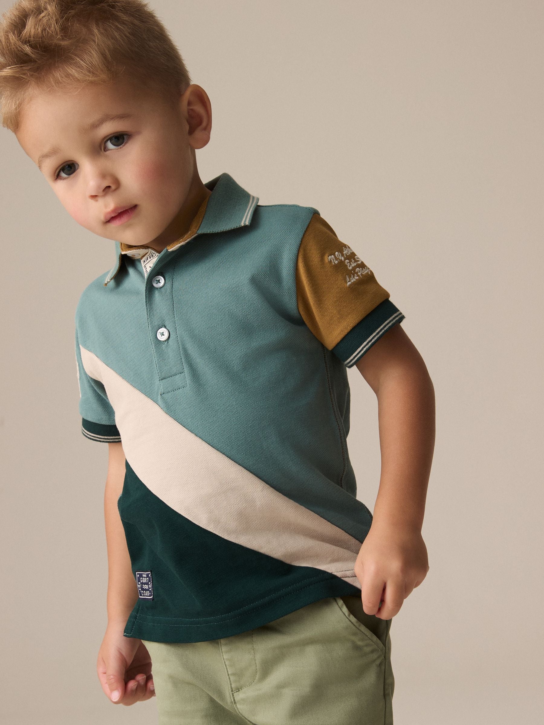 Green Short Sleeve Sash 100% Cotton Polo Shirt (3mths-7yrs)